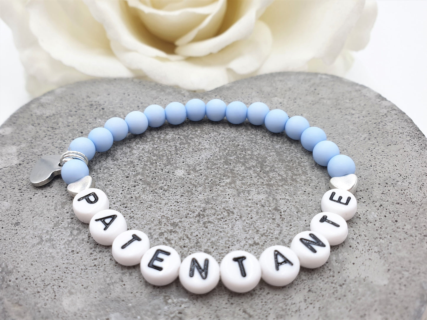 Armband Patentante Hellblau Acrylperlen 6 mm - Geschenk Erinnerung Patenschaft und Taufe Taufgeschenk - viele Farben - Frage Patenschaft