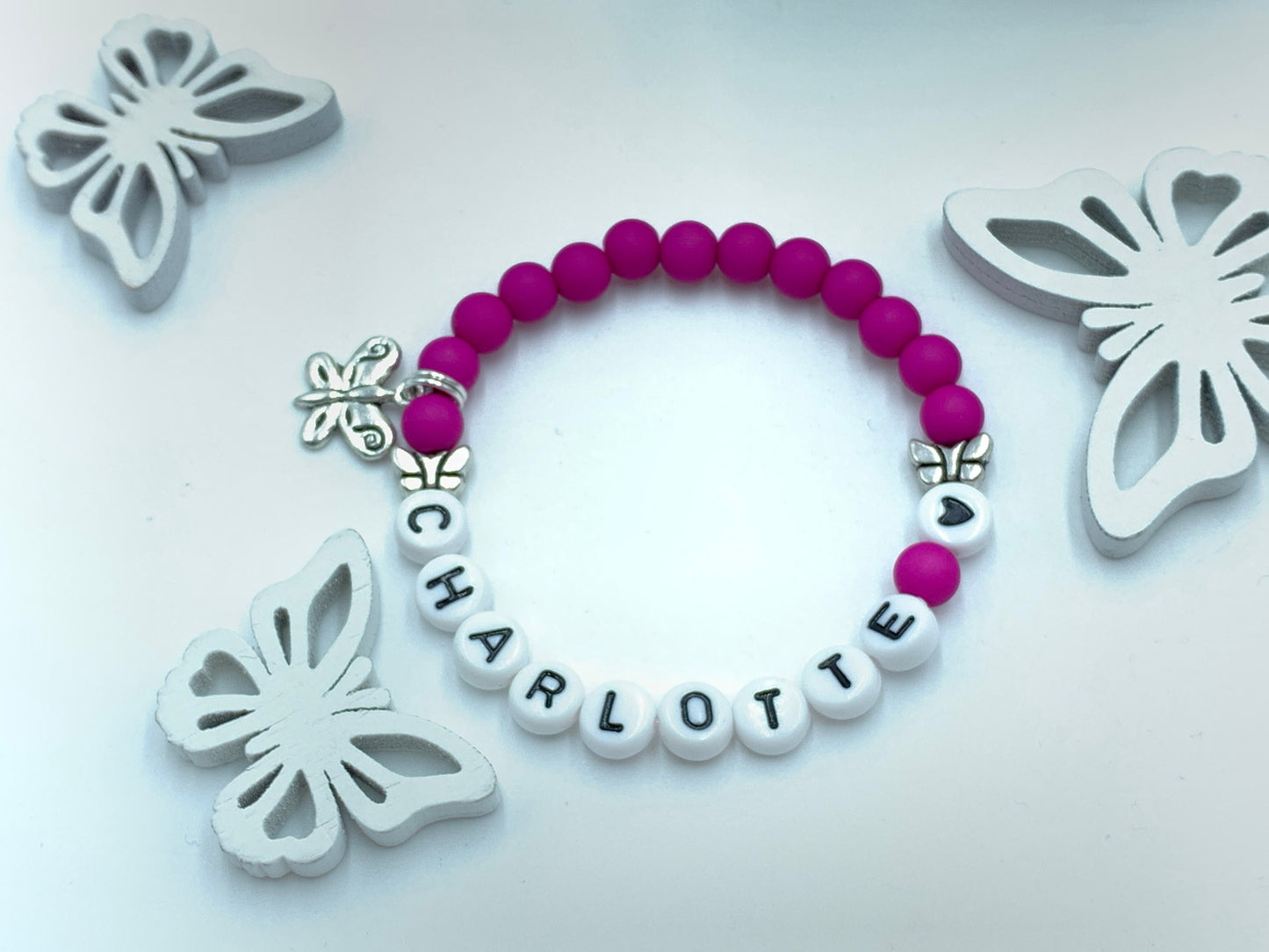 Armband mit Namen Beere Acrylperlen - Geschenk Mädchen Kinderarmband Namensarmband Freundschaftsarmband - viele Farben - personalisierbar