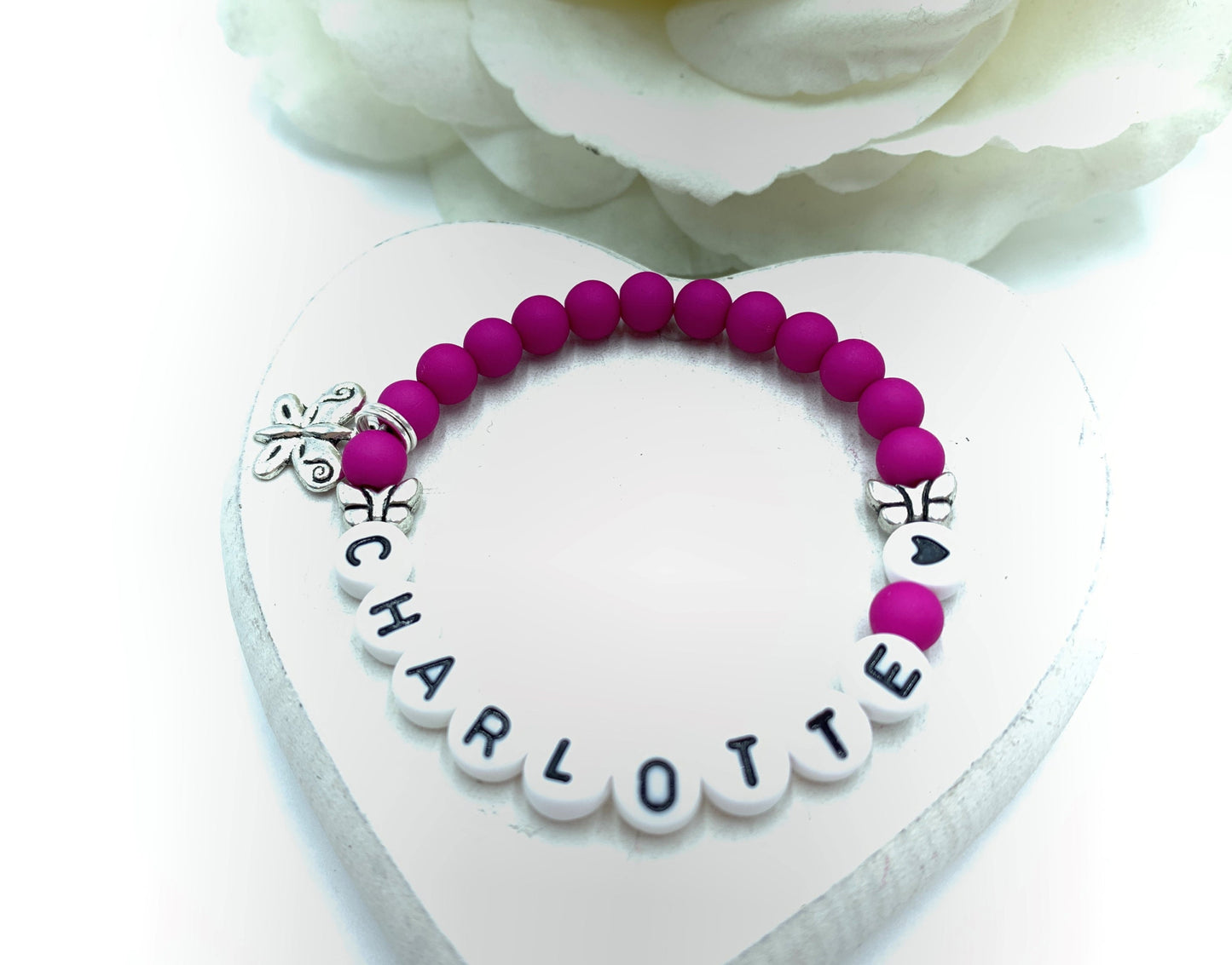 Armband mit Namen Beere Acrylperlen - Geschenk Mädchen Kinderarmband Namensarmband Freundschaftsarmband - viele Farben - personalisierbar