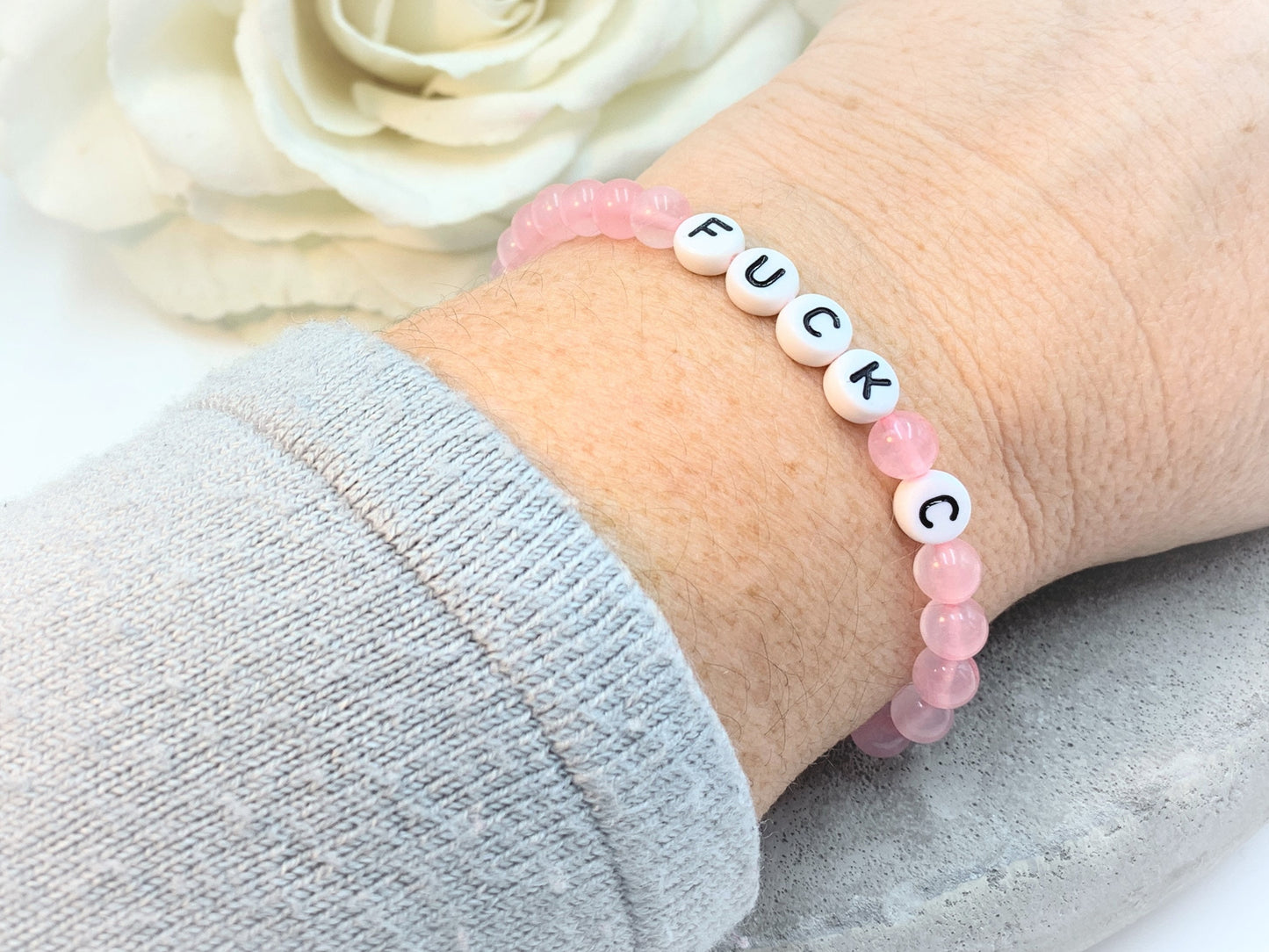 Armband Fuck Cancer Labradorit Herz echt Platiniert - Krebs sucks Brustkrebs Geschenk Glücksbringer Aufmunterung Genesung