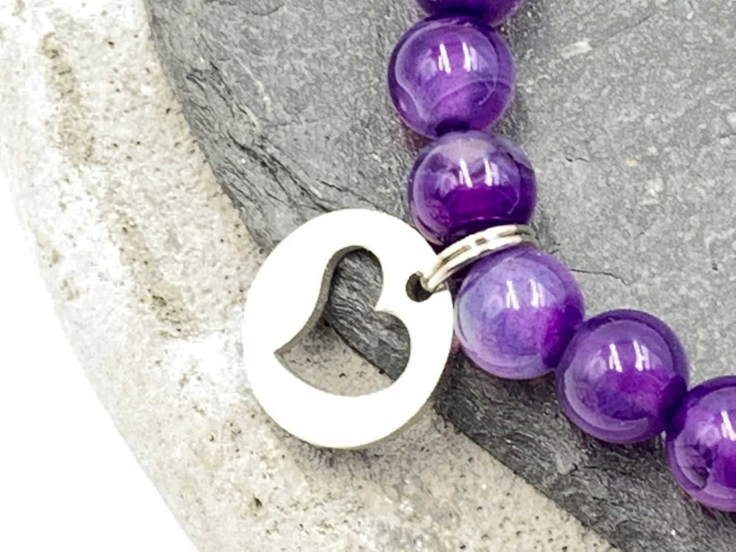 Perlenarmband Amethyst echt mit Name - Geschenk Mama Geburt Liebe Andenken Lieblingsmensch Mädchenarmband - Wunschedelstein personalisierbar