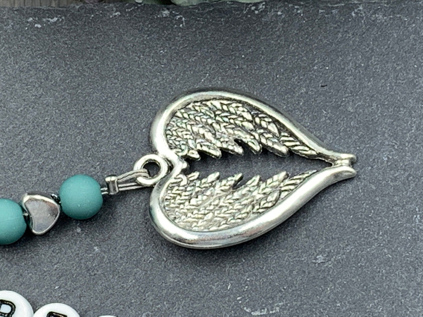 Schlüsselanhänger Beste Mama Perlen Acryl Dunkeltürkis - Geschenk Mutter Großmutter Geburt Liebe - personalisierbar echte Edelsteine möglich