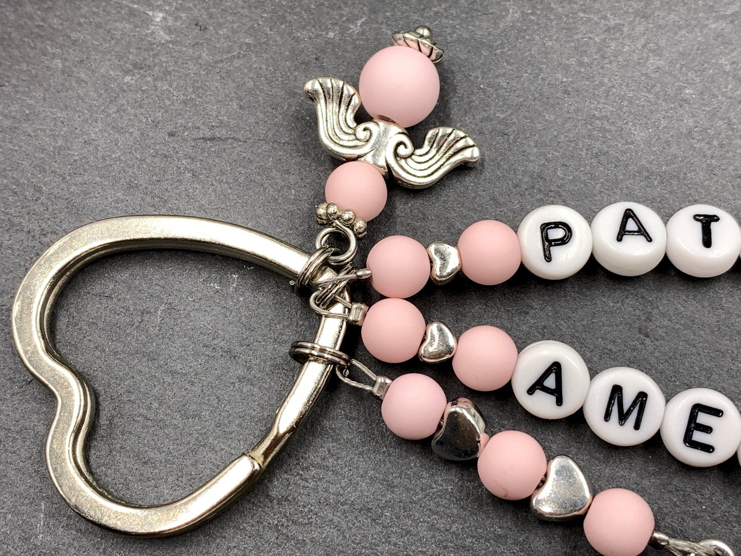 Schlüsselanhänger Patentante Acryl 6 mm Rosa - Edelsteine möglich - Willst du Patin werden? - Geschenk für Patenschaft und Taufe - anpassbar