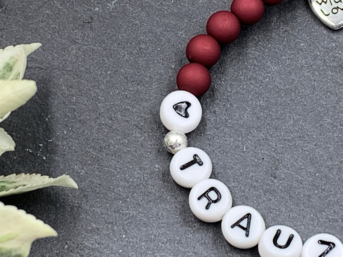 Armband Trauzeugin Bordeaux - Perlen Acryl 6 mm - Geschenk Team Braut - Willst du meine Trauzeugin sein? - Hochzeit und JGA - Wunschfarbe