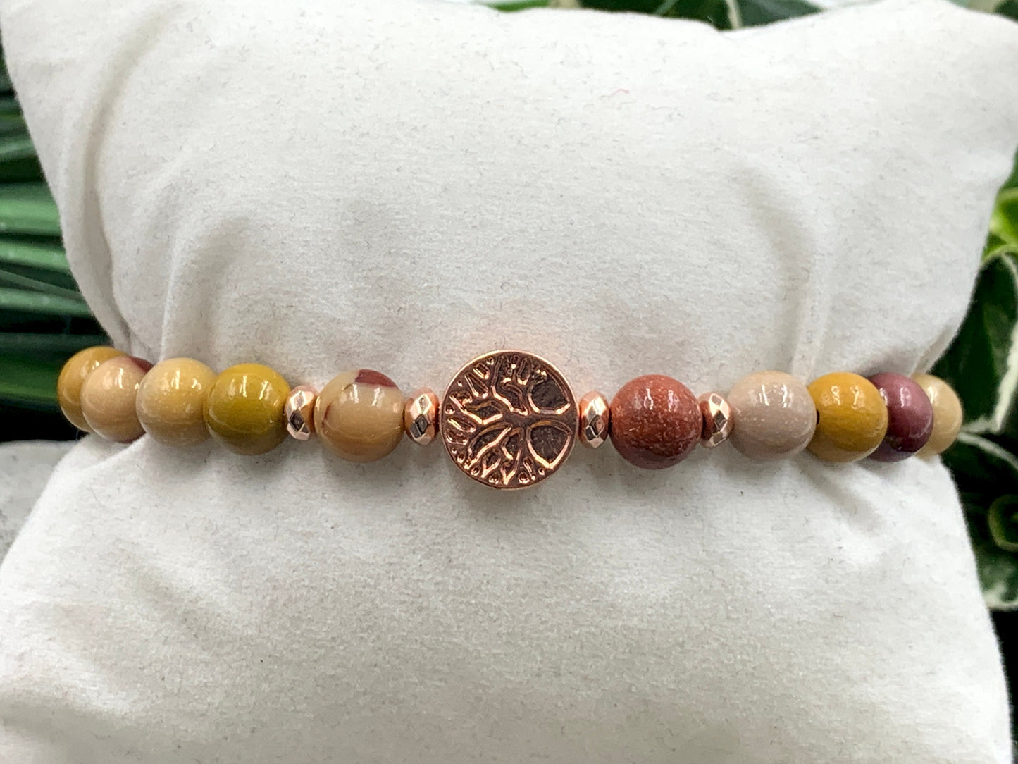 Perlenarmband Mookait Makramee Lebensbaum Hämatit Roségold - Gunmetal Dunkelsilber Silber - spirituelles Armband Wachstum Ganzheit Erdung