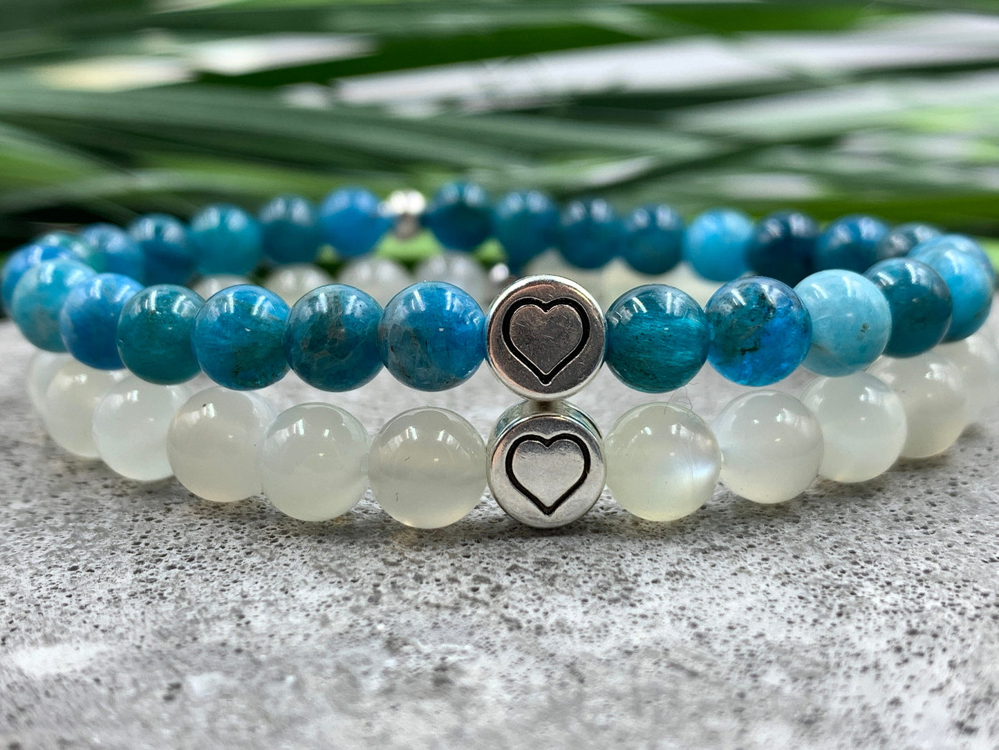 Armband Mondstein echter Naturstein mit Herz DQ - Silber Gold Roségold Gunmetal - spirituelles Armband - Geschenk Liebe Glück Freundin