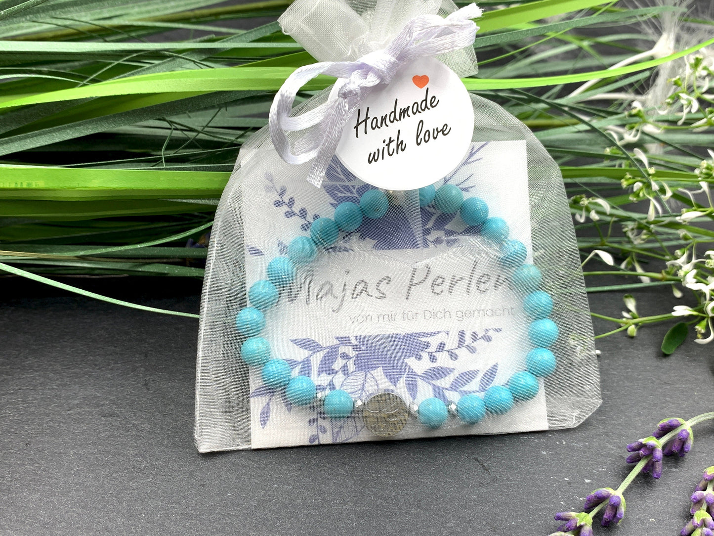 Armband Lebensbaum Türkis Hämatit - Geburtsstein Dezember - Perlen 6 mm - Rosenquarz Amazonit Granat uvm. - Geschenk Liebe Mama Geburtstag