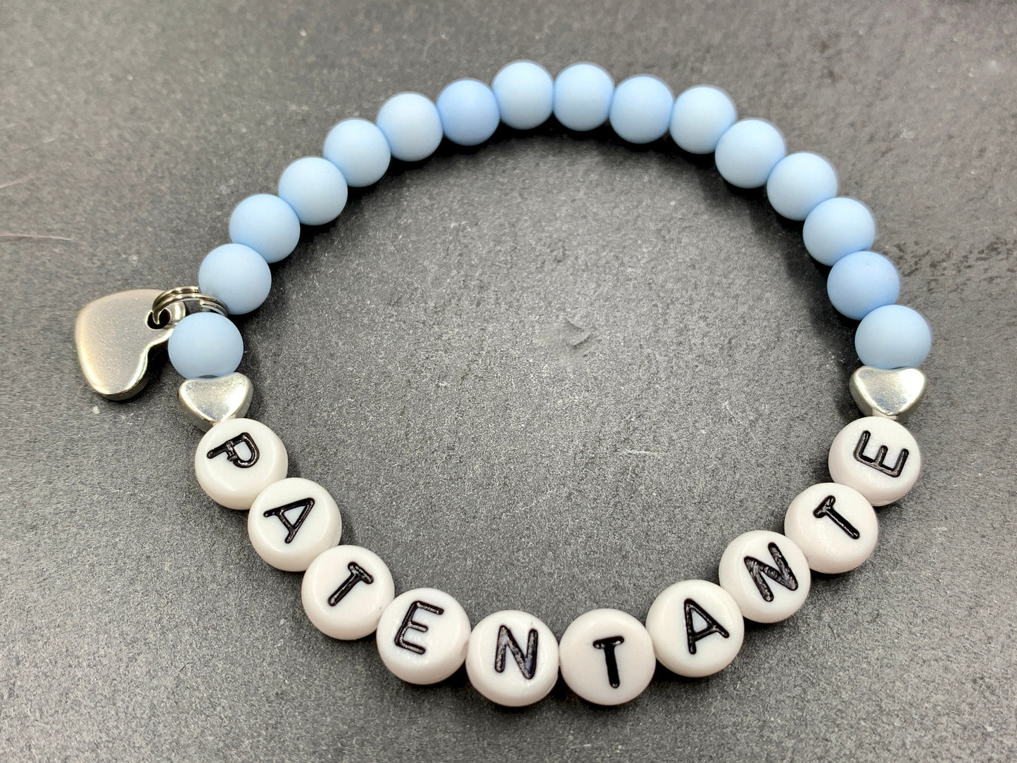 Armband Patentante Hellblau Acrylperlen 6 mm - Geschenk Erinnerung Patenschaft und Taufe Taufgeschenk - viele Farben - Frage Patenschaft