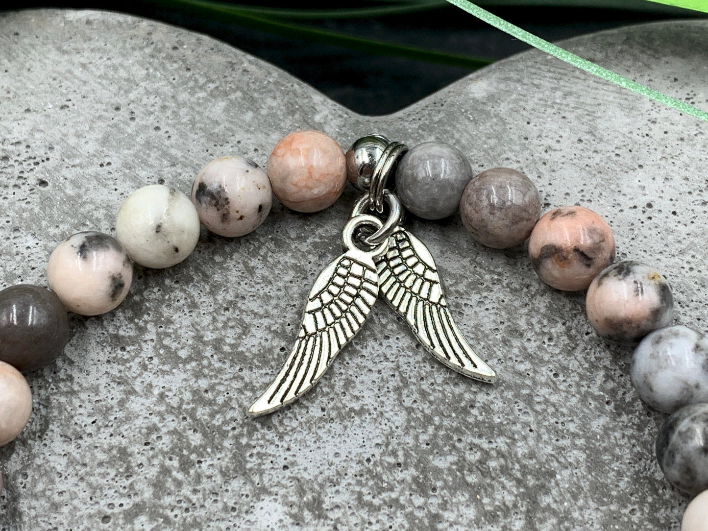 Armband Trauzeugin Zebra Jaspis echte Natursteine - Geschenk Brautjungfer Braut JGA Hochzeit heiraten - viele Edelsteine personalisierbar