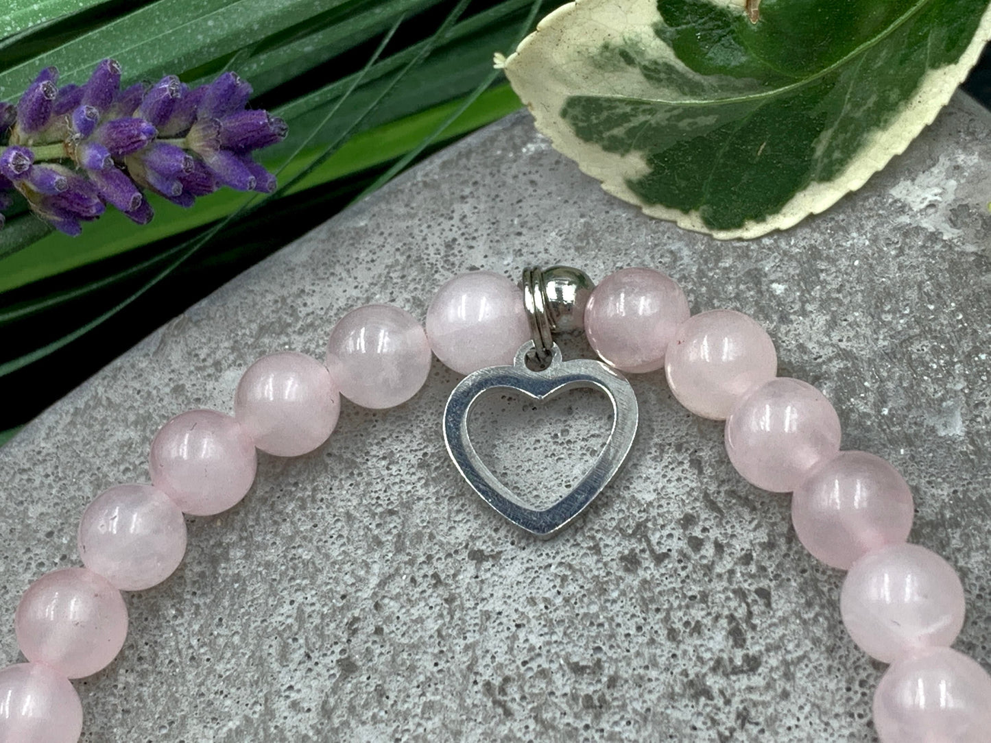 Rosenquarz Armband Name Melina - Herz Platiniert - Geschenk zur Geburt oder Taufe, Rosenquarzarmband personalisiert Mädchenarmband