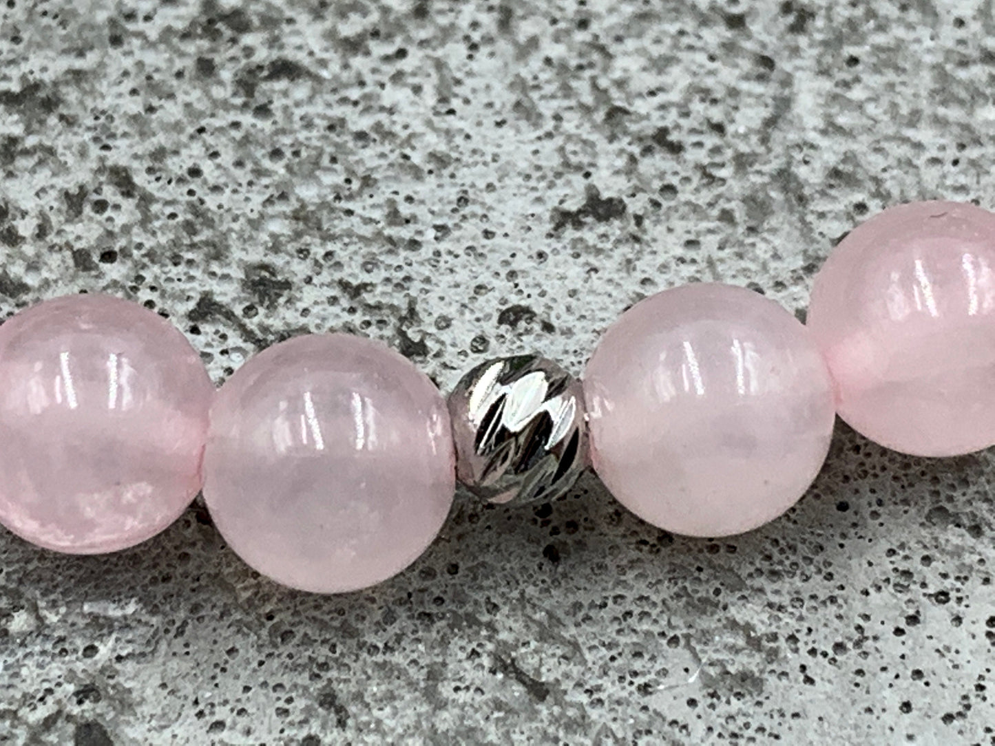Armband Rosenquarz echt Herzen Platiniert - Geschenk Liebe Freundin Herz- verschiedene Edelsteine - personalierbar
