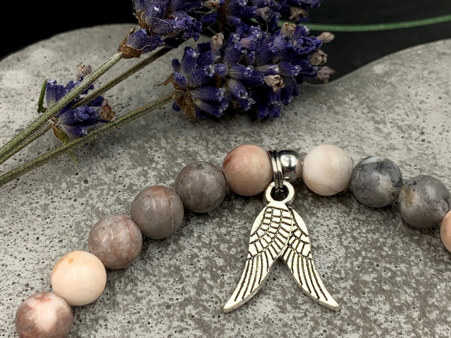 Armband Patentante Zebra Jaspis - Geschenk Patenschaft Andenken Taufe Erinnerungsarmband Taufe - Wunschedelstein - personalisiertbar