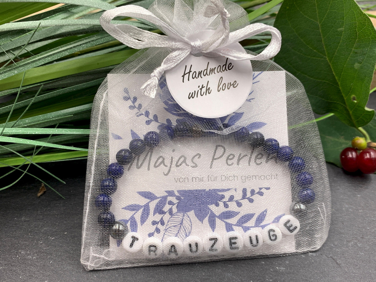 Armband Trauzeuge Lapislazuli Hämatit echte Natursteine - Geschenk Trauzeugin Brautjungfer Team Braut JGA Hochzeit - viele Edelsteine