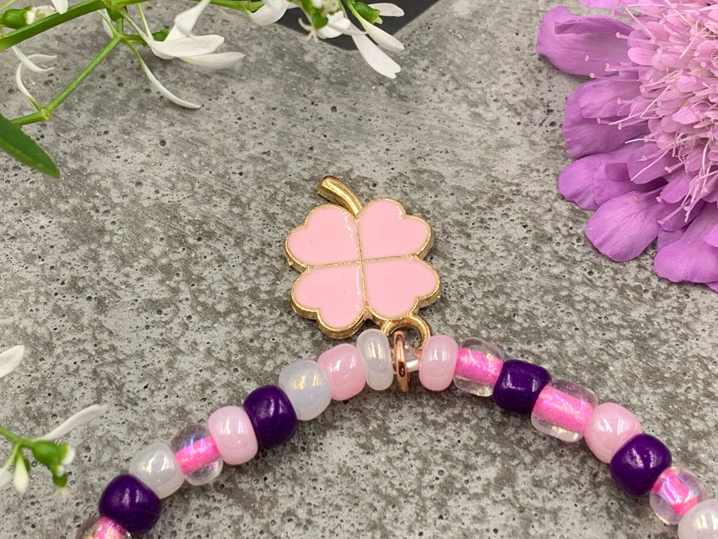 Armband Kitakind Rosa Pink Rocailles Glasperlen - Glücksbringer Perlenarmband Mädchen Geschenk erster Tag Kindergarten - viele Farben