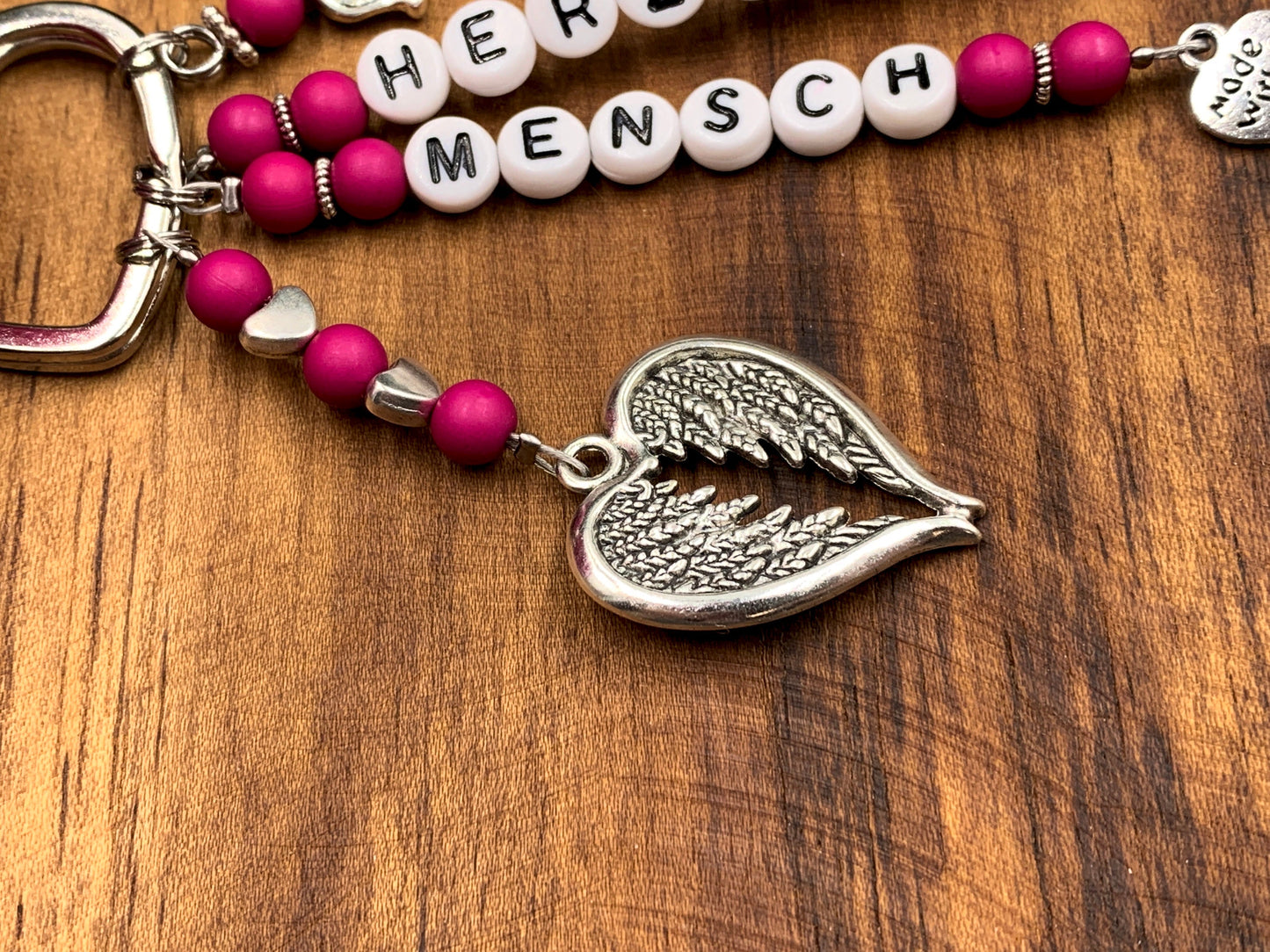 Schlüsselanhänger Herzensmensch Perlen Acryl Beere - Geschenk Lieblingsmensch beste Freundin - personalisierbar - Edelsteine möglich