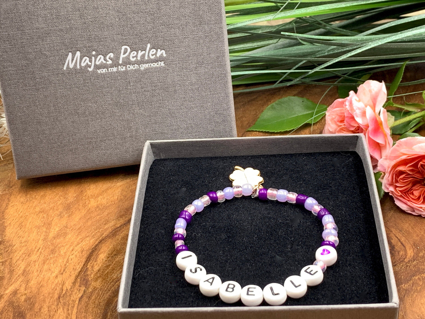 Armband Name Pink Rosa Rocailles Perlen - Geschenk Mädchen Namensarmband Lieblingsmensch Kinderarmband Lieblingsmensch - personalisierbar