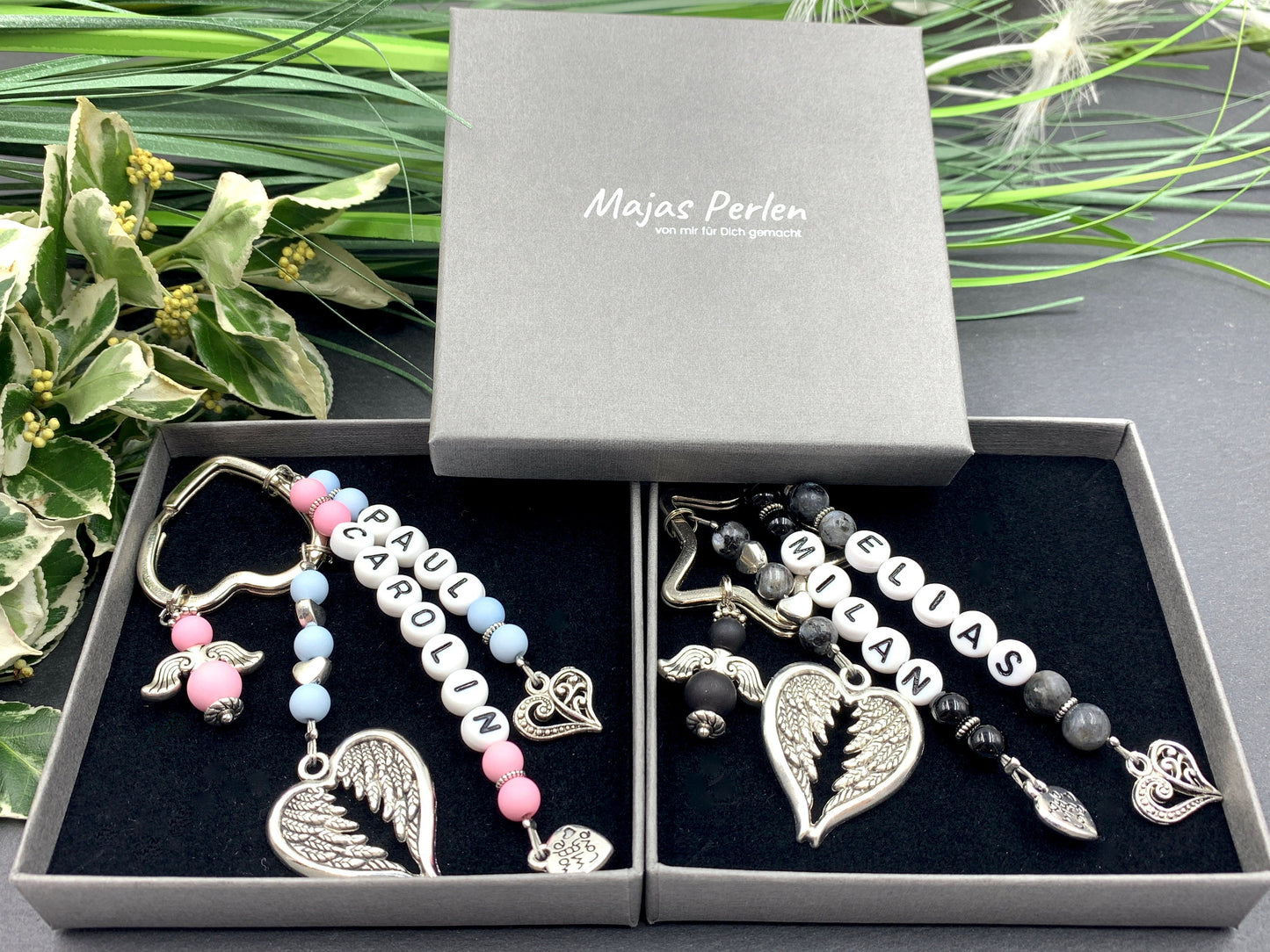 Schlüsselanhänger Herzensmensch Perlen Acryl Beere - Geschenk Lieblingsmensch beste Freundin - personalisierbar - Edelsteine möglich