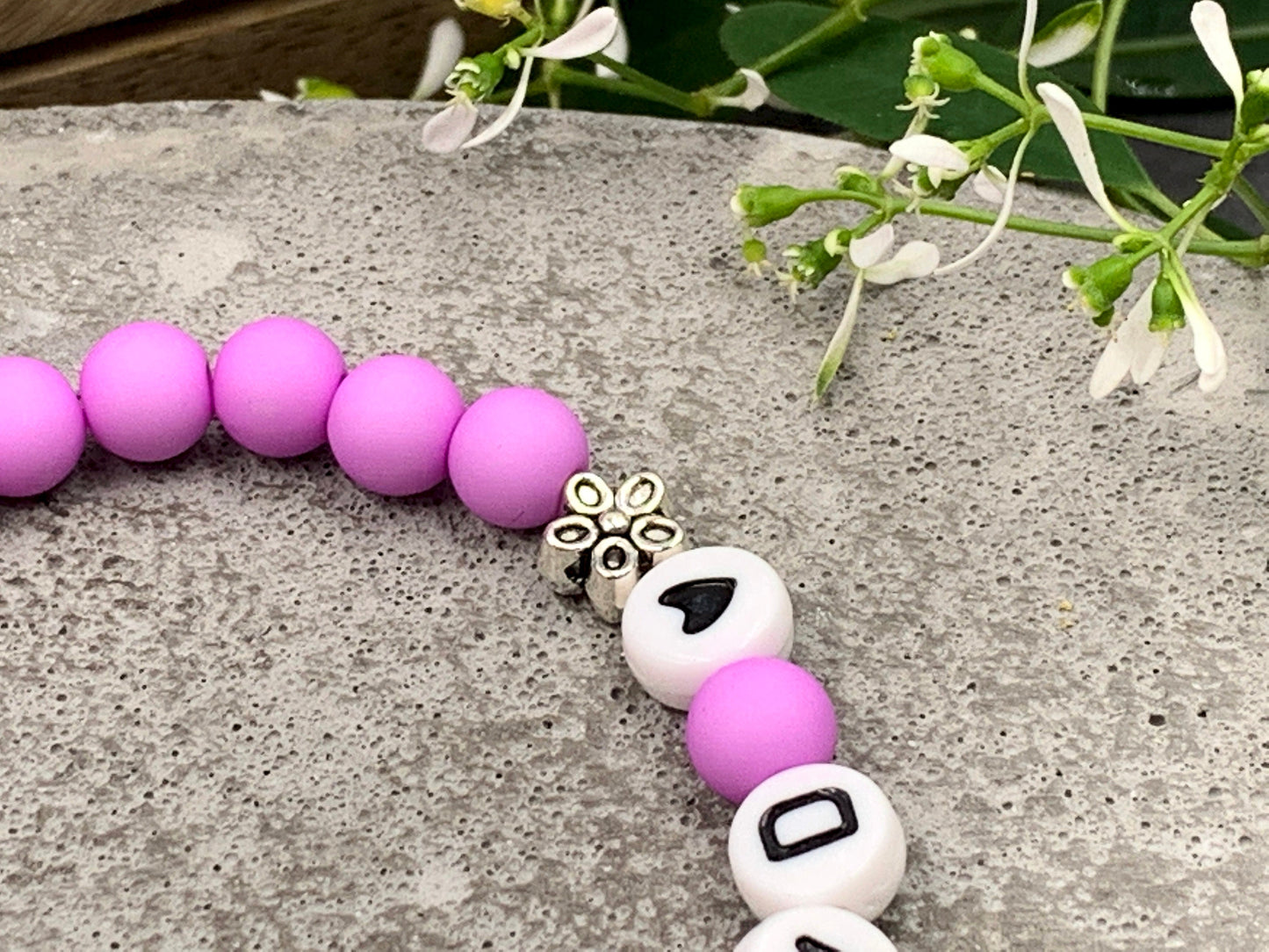 Armband Blumenkind Orchidee - Perlen Acryl 6 mm - Geschenk Blumenmädchen Blumenjunge - Kinder und Hochzeit- Wunschfarbe - personalisierbar