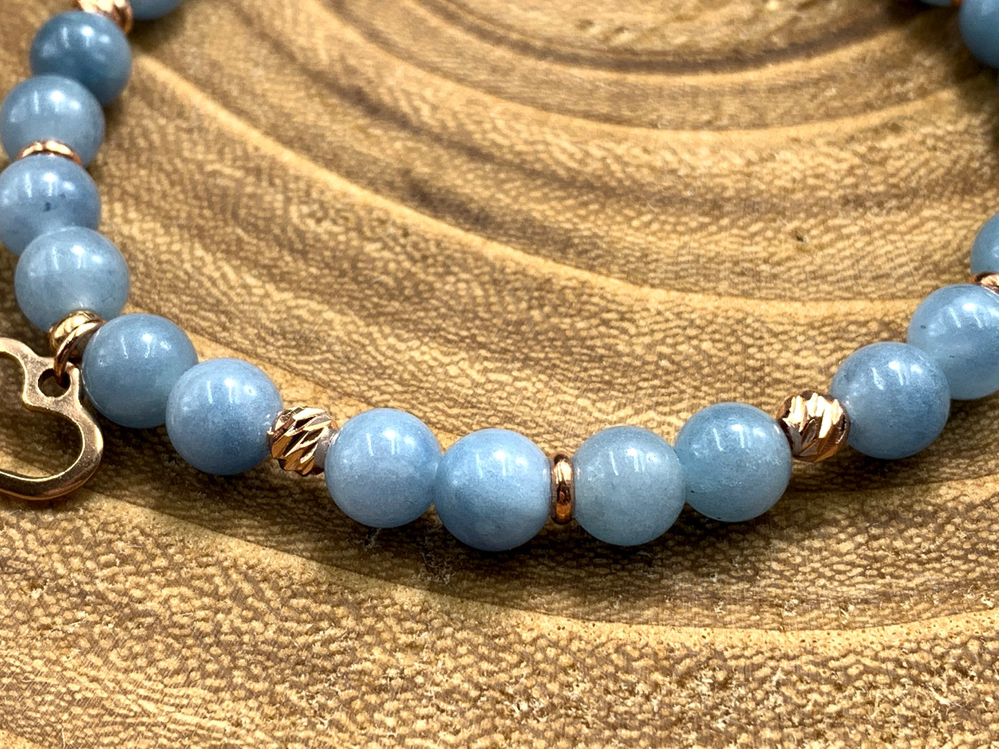 Armband Aquamarin Roségold plated - Glücksarmband - Geburtsstein März - Apatit Turmalin Mondstein uvm. - Geschenk Freundin Liebe Mut