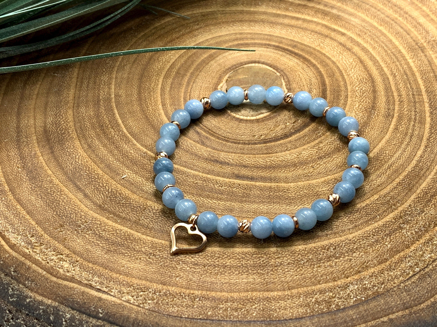 Armband Aquamarin Roségold plated - Glücksarmband - Geburtsstein März - Apatit Turmalin Mondstein uvm. - Geschenk Freundin Liebe Mut