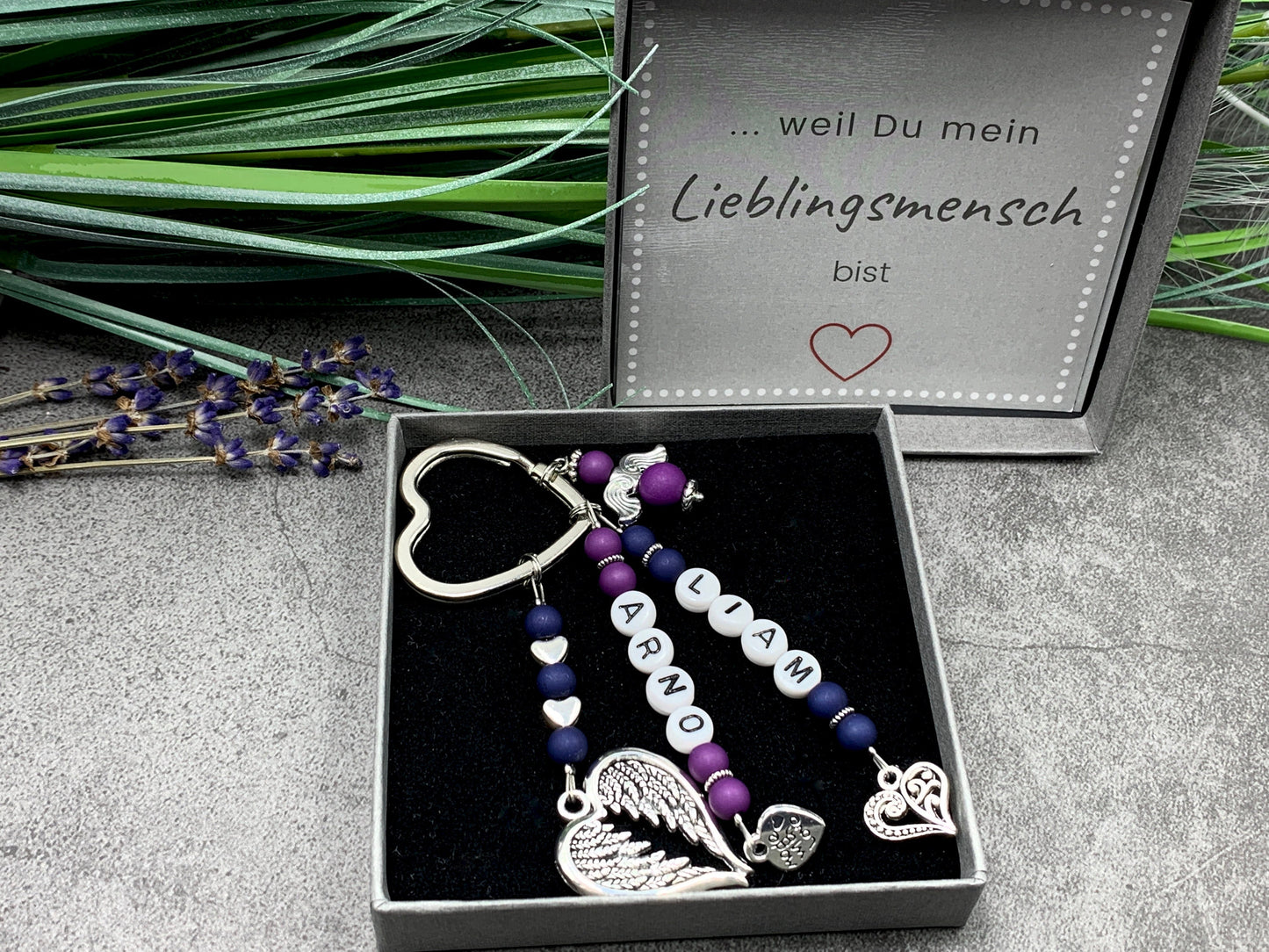Schlüsselanhänger Name der Familie - Perlen Acryl bis 5 Namen möglich - Geschenk Mama Oma Geburt Liebe - viele Farben - personalisierbar