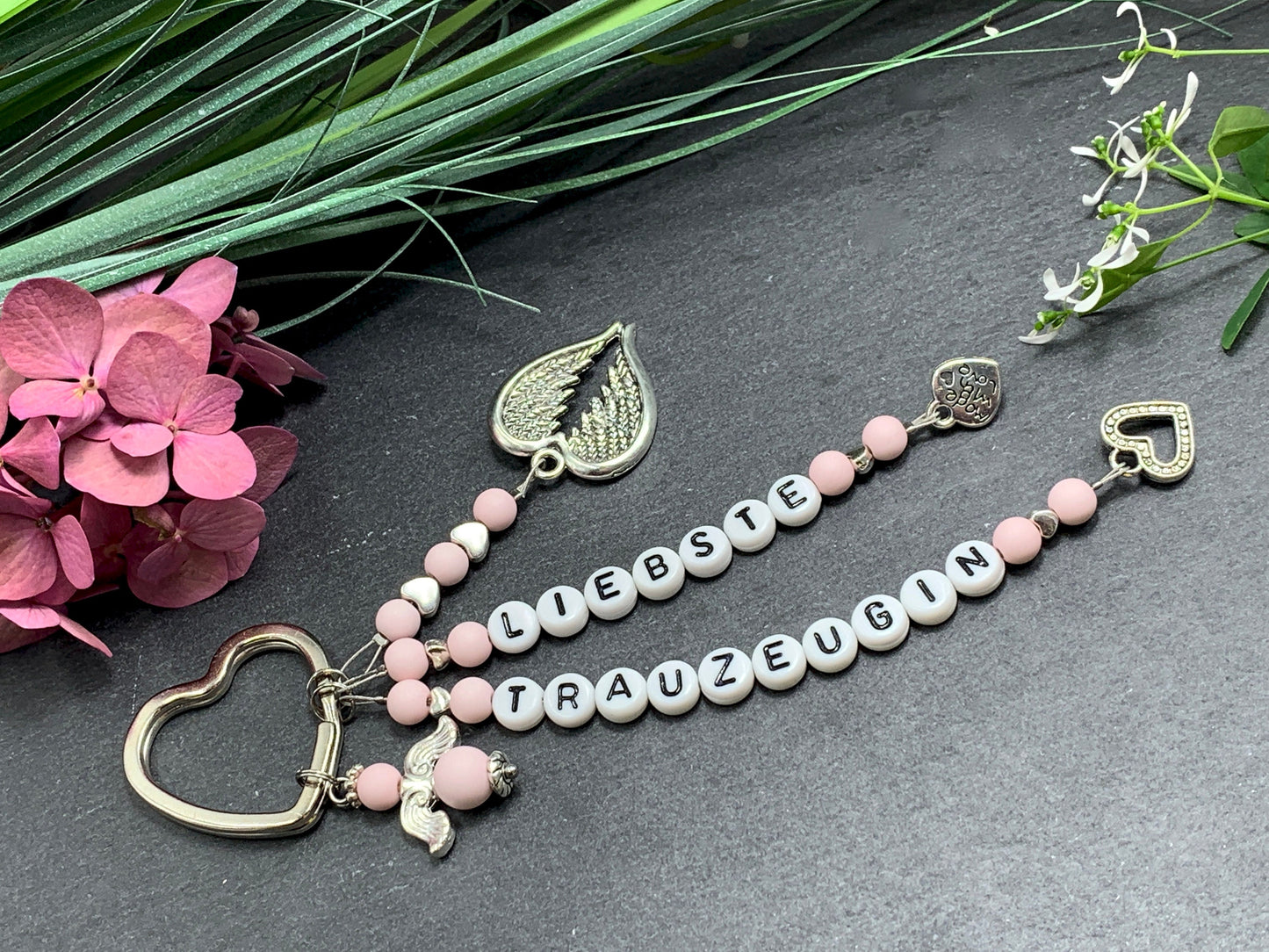 Schlüsselanhänger Liebste Trauzeugin - Acryl Perlen 6 mm - Edelstein möglich - Geschenk JGA Brautmama Brautjungfer - viele Farben wählbar
