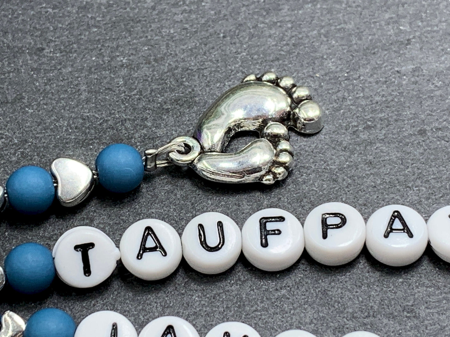 Schlüsselanhänger Taufpatin und Name Acryl Petrol Perlen - Edelsteine möglich - Geschenk Patentante Frage Patenschaft Patin Taufe -anpassbar