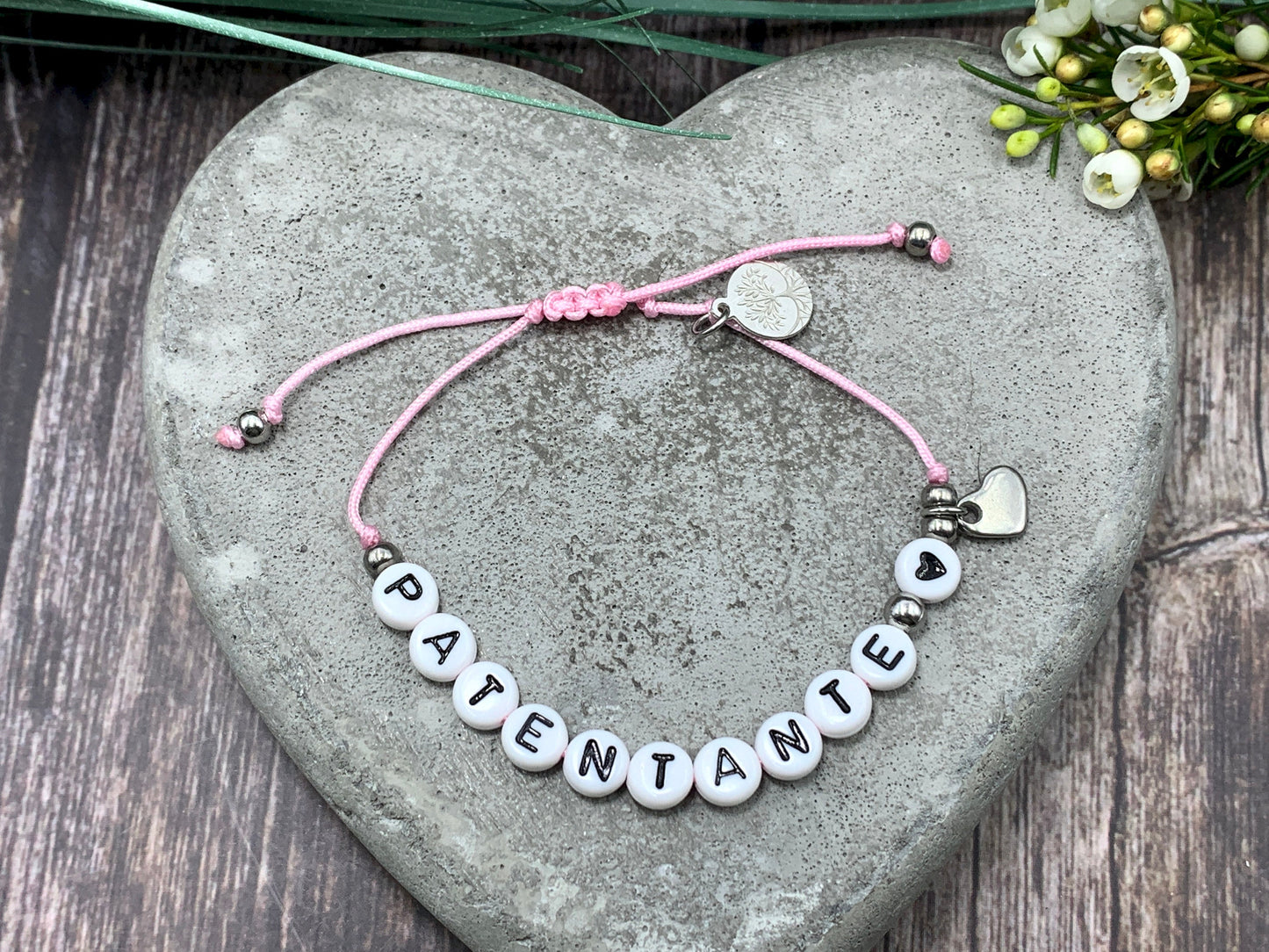 Armband Makramee Patenonkel Schwarz Perlen Edelstahl - Geschenk Patenschaft Andenken Taufgeschenk Pate - viele Farben personalisierbar
