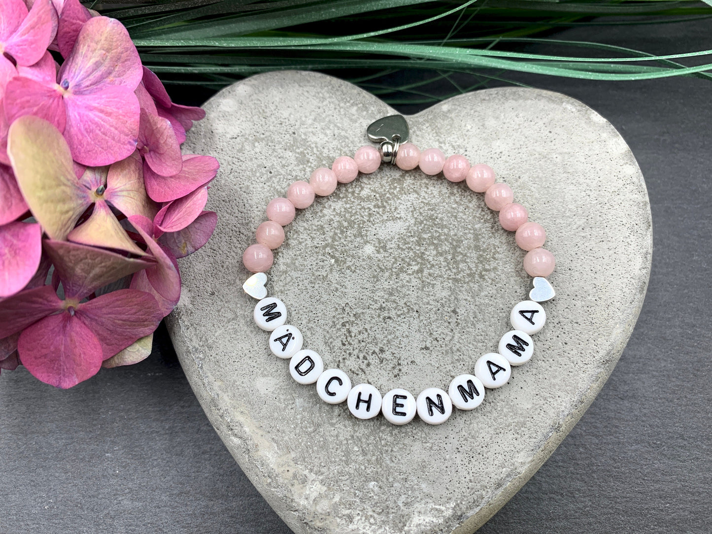 Armband Achat Altrosa Mädchenmama - Wunschedelstein Rosenquarz Amazonit Aventurin Granat - Geschenk Mama Geburt Taufe Liebe Schwangerschaft
