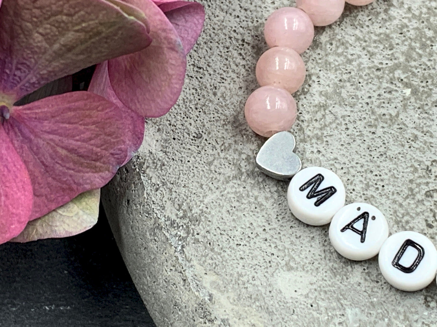 Armband Achat Altrosa Mädchenmama - Wunschedelstein Rosenquarz Amazonit Aventurin Granat - Geschenk Mama Geburt Taufe Liebe Schwangerschaft