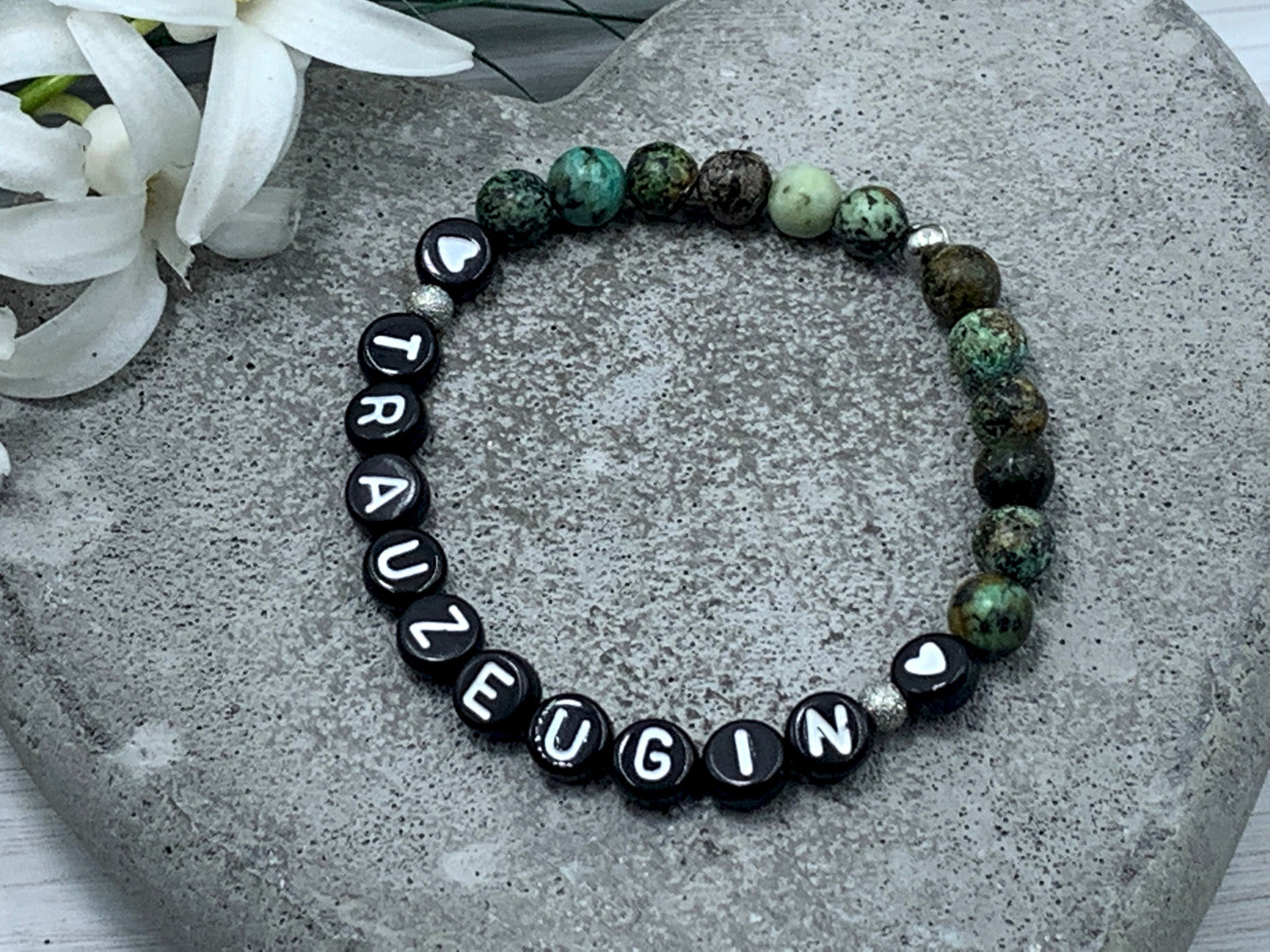 Armband Trauzeugin Afrikanischer Türkis echte Natursteine - Geschenk Brautjungfer Braut JGA Hochzeit - viele Edelsteine personalisierbar