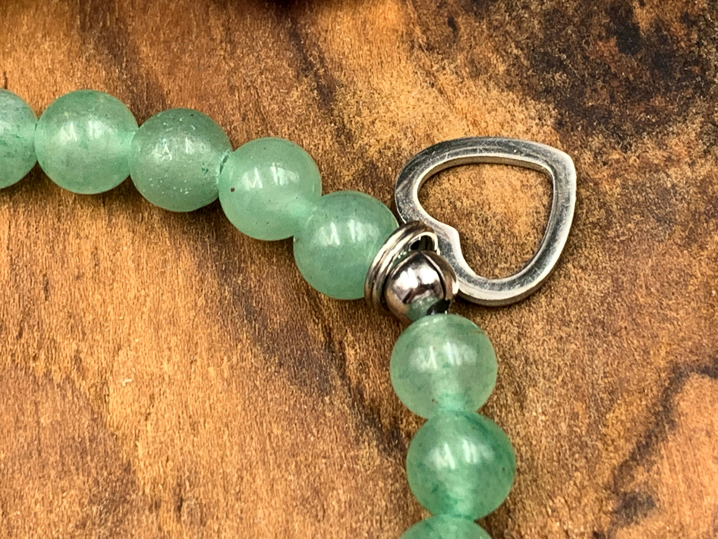 Armband Aventurin Name Nora Herz platiniert - Geschenk Geburt Namensarmband Lieblingsmensch - Wunschedelstein wählbar personalisierbar