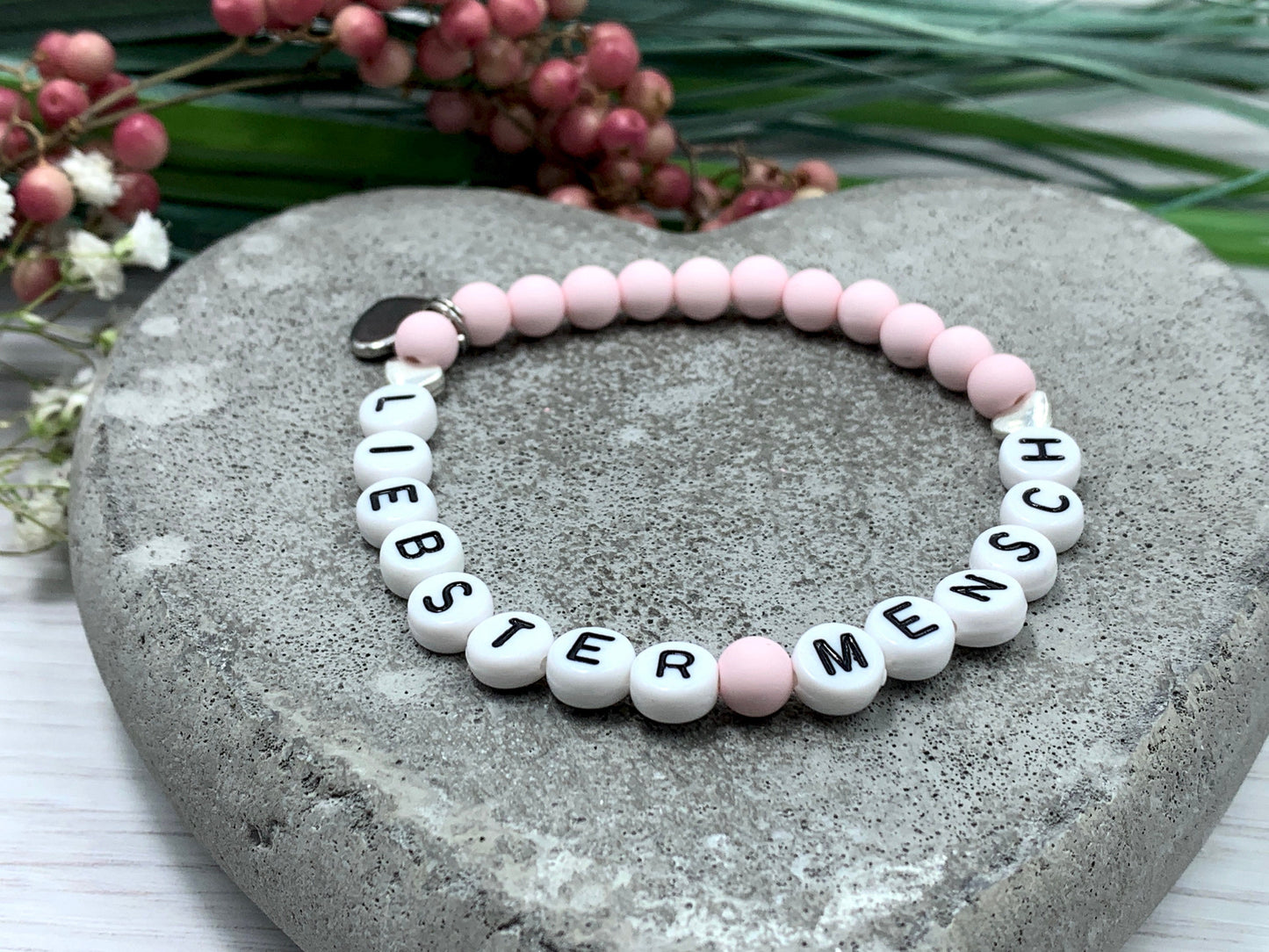 Armband liebster Mensch Rosa Acryl - Freundschaftsarmband Geschenk Lieblingsmensch beste Freundin - viele Farben - personalisierbar