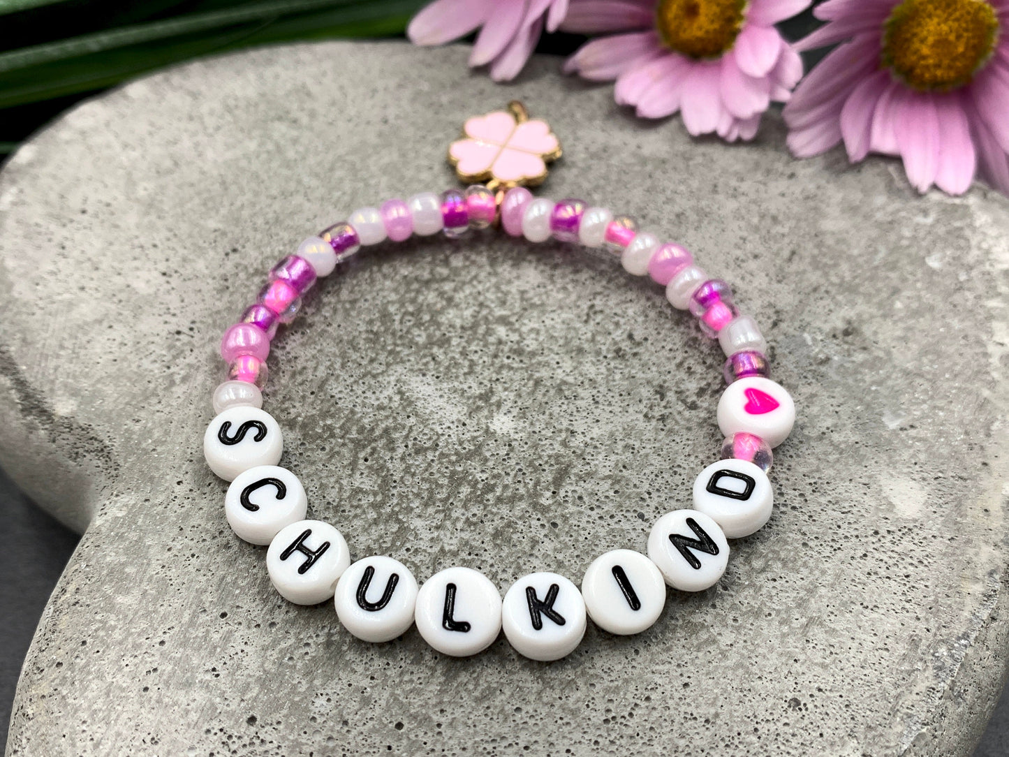 Armband Schulkind Rocailles - Glücksbringer Perlenarmband erster Schultag Geschenk Einschulung - viele Farben - personalisierbar