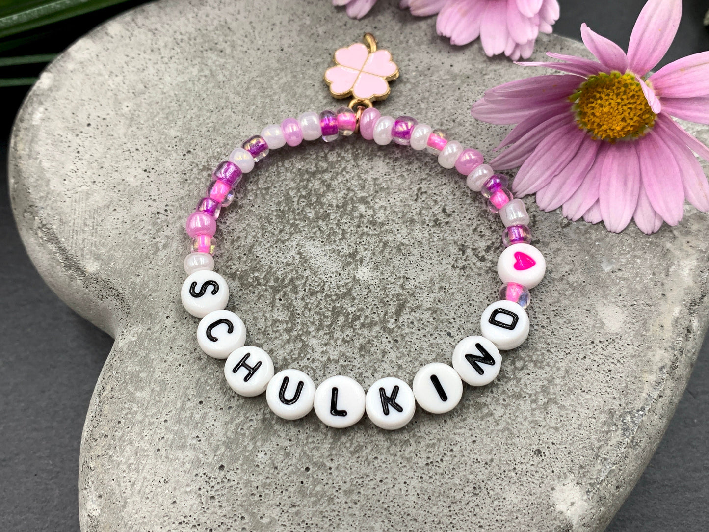 Armband Schulkind Rocailles - Glücksbringer Perlenarmband erster Schultag Geschenk Einschulung - viele Farben - personalisierbar