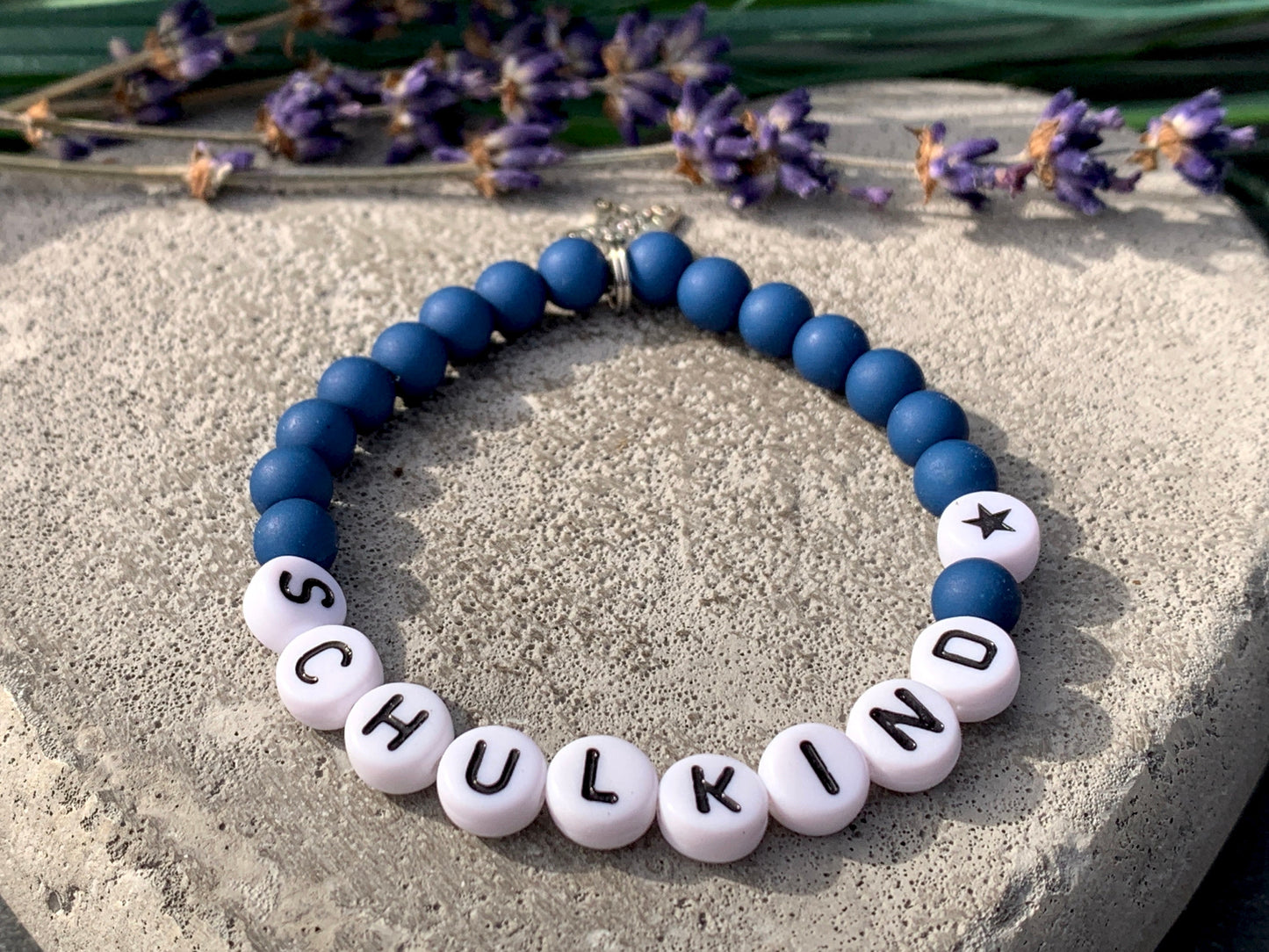 Armband Schulkind Junge Petrol Acryl - Geschenk Schulanfang Mädchen oder Junge Glücksarmband erster Schultag - viele Farben personalisierbar