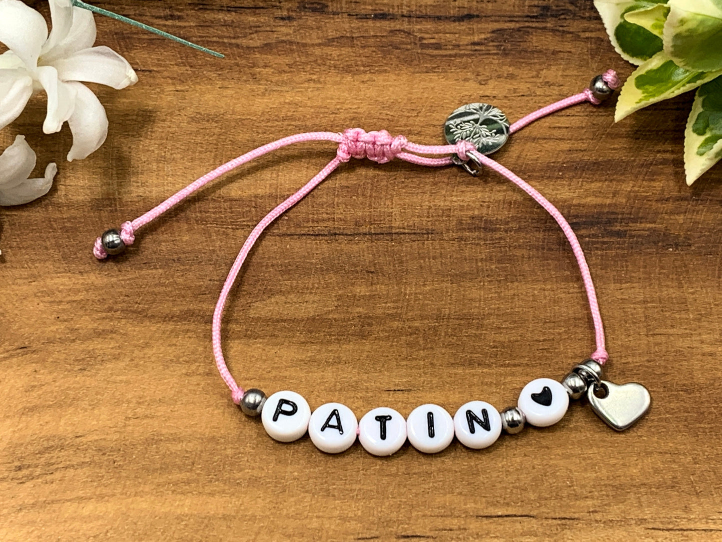Armband Makramee Patin Rosa - Armband Weite einstellbar - Geschenk für Taufpatin Frage Patenschaft Andenken Taufgeschenk - Farbe wählbar