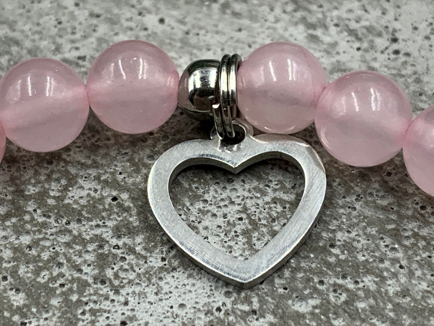 Armband Rosenquarz Mama und Kindername Herz echt platiniert - Geschenk Schwangerschaft Baby Geburt Mädchenarmband - personalisierbar