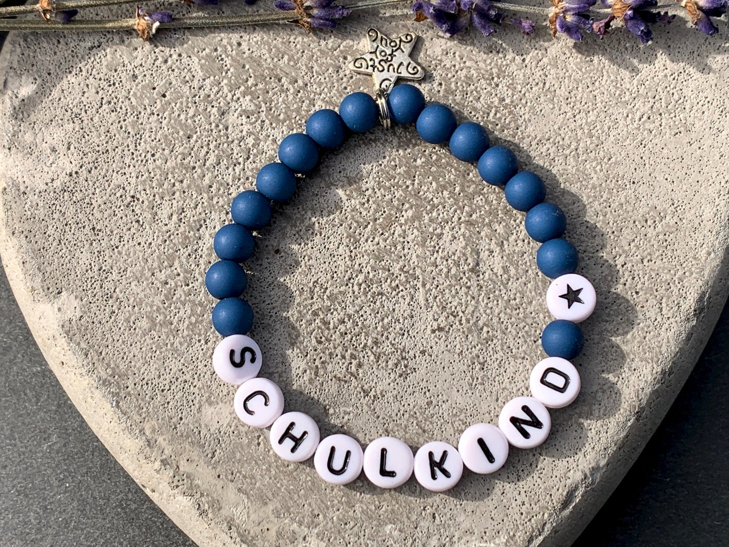 Armband Schulkind Junge Petrol Acryl - Geschenk Schulanfang Mädchen oder Junge Glücksarmband erster Schultag - viele Farben personalisierbar