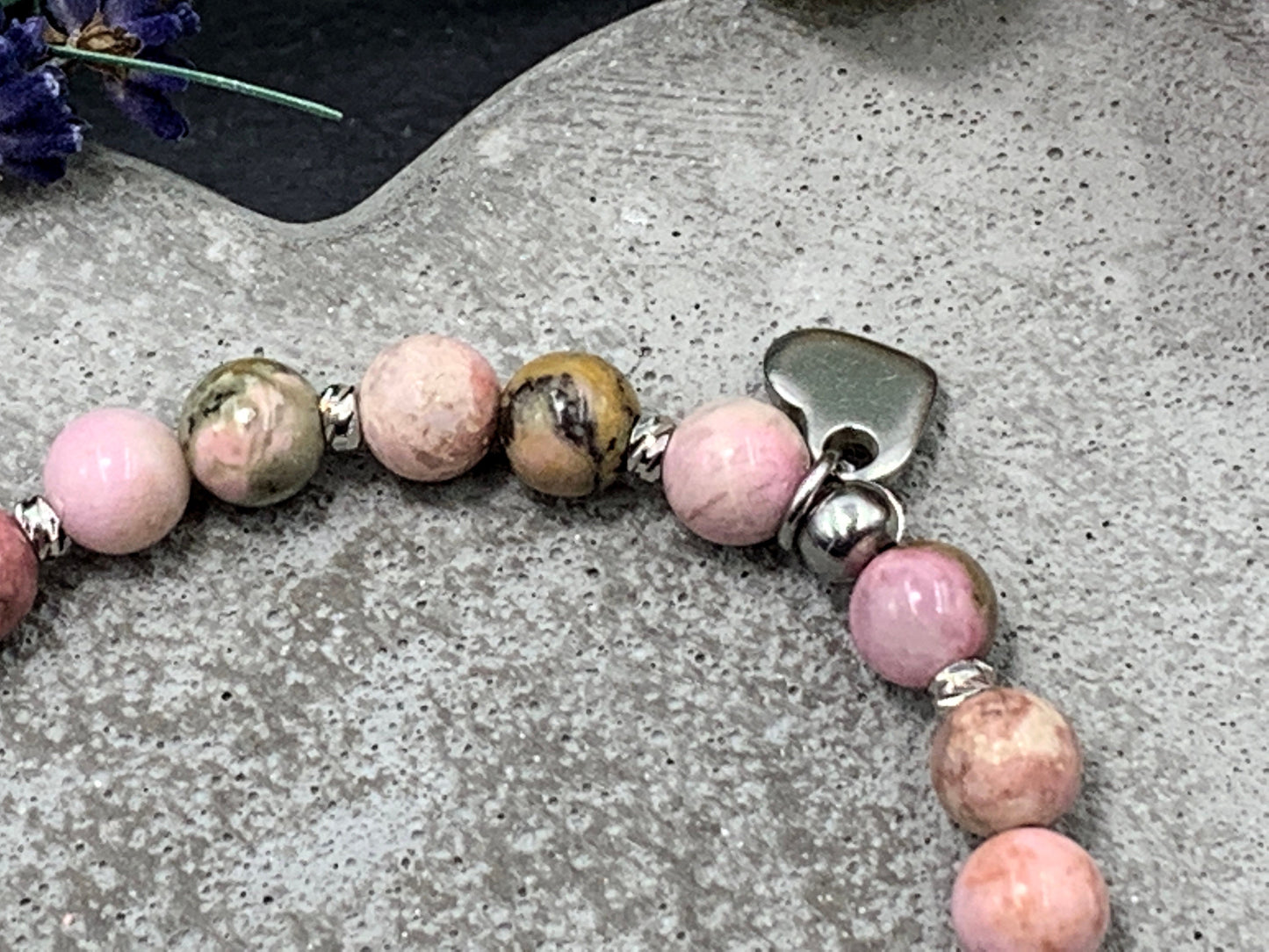 Armband Rhodonit Gotti Herz Platiniert - Geschenk Patenschaft und Taufe Erinnerungsarmband - Willst Du Patentante sein? - viele Edelsteine