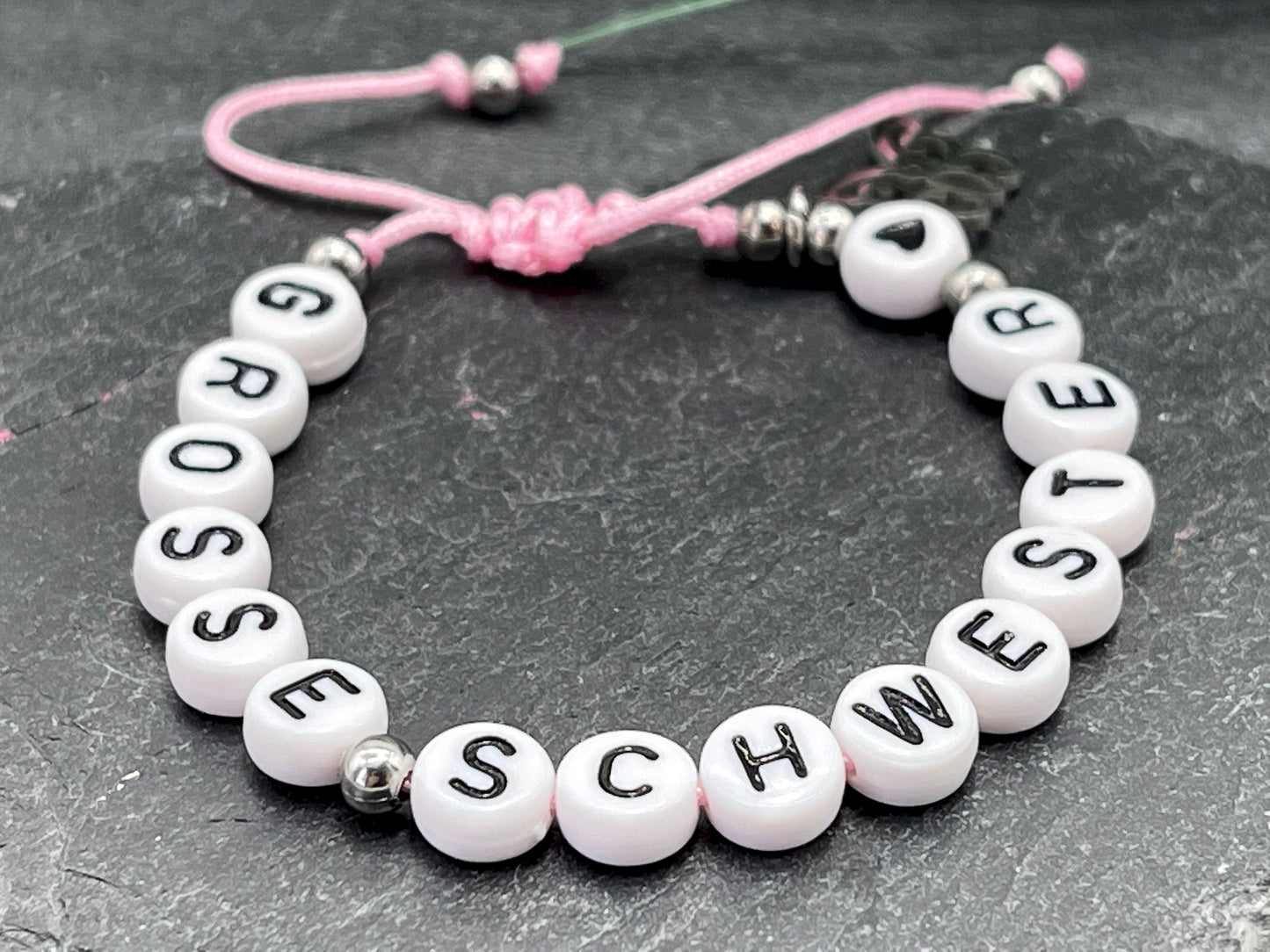 Armband Grosse Schwester Makramee Edelstahl - Geschenk Schwesterherz kleiner Bruder Armband Kinderarmband Geburt Geschwisterkind Wunschfarbe