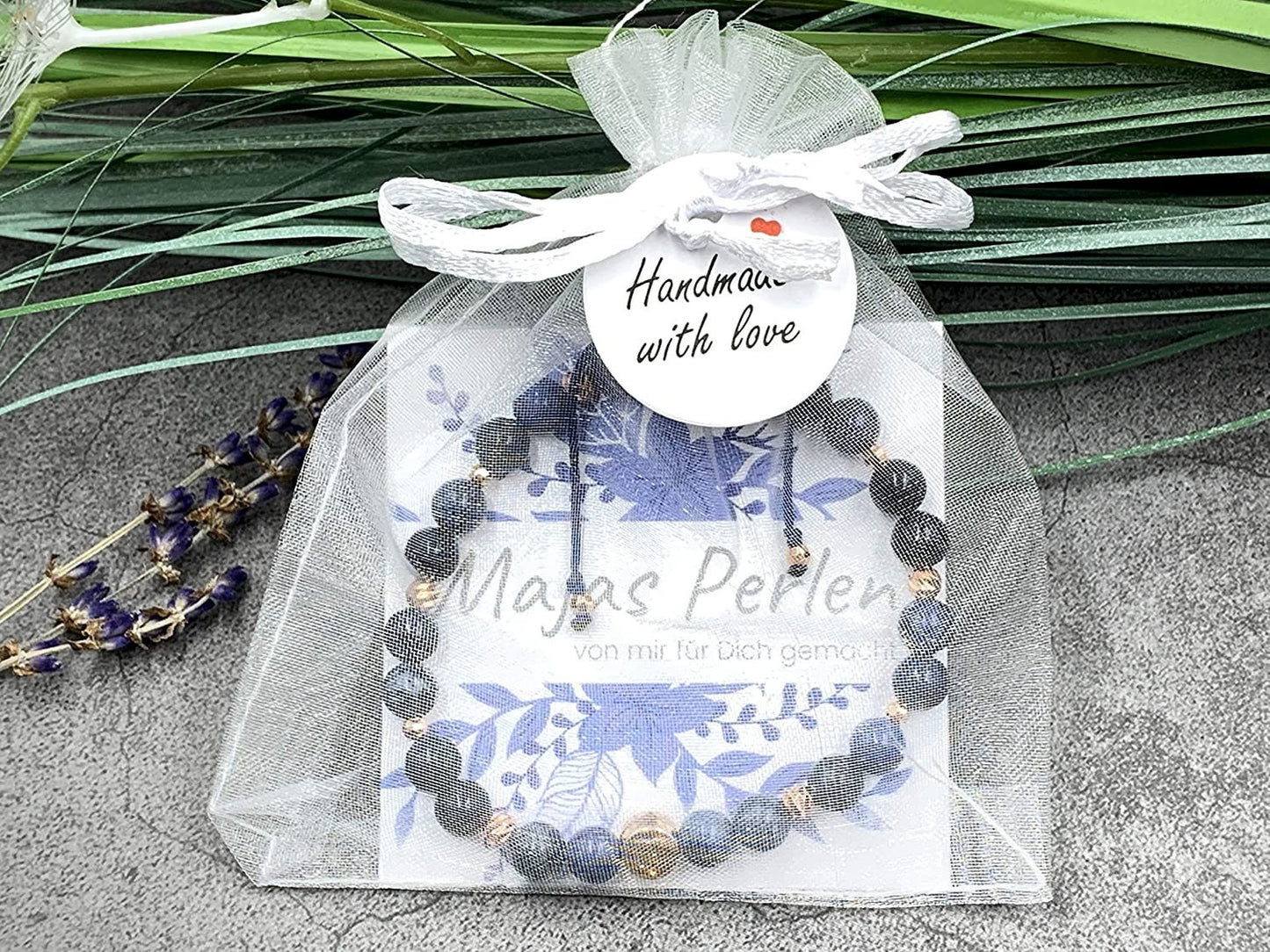 Armband Dumortierit echt 6 mm Facettenperlen Roségold plated - Makramee Größe einstellbar - Geschenk Geburtstag Mama Lieblingsmensch