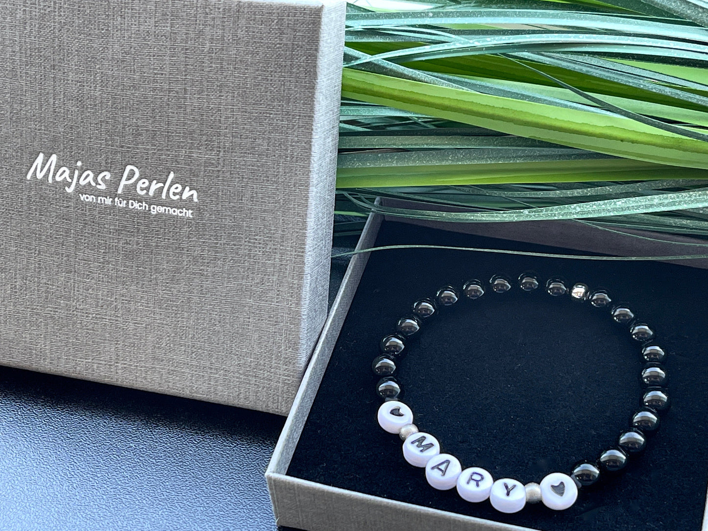 Perlenarmband Turmalin echt mit Name - Geschenk Mama Geburt Liebe Andenken Lieblingsmensch Mädchenarmband - Wunschedelstein personalisierbar