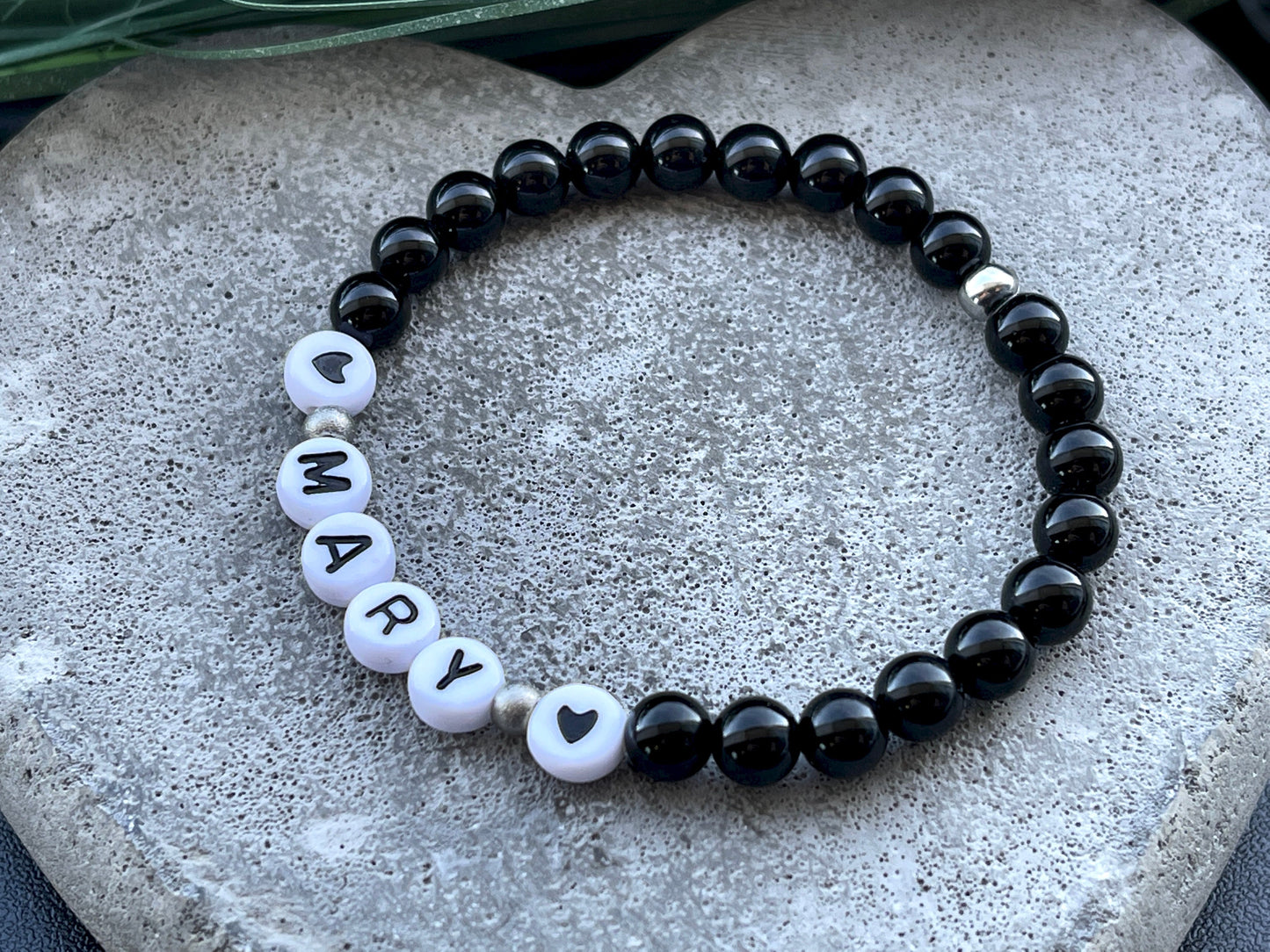 Perlenarmband Turmalin echt mit Name - Geschenk Mama Geburt Liebe Andenken Lieblingsmensch Mädchenarmband - Wunschedelstein personalisierbar