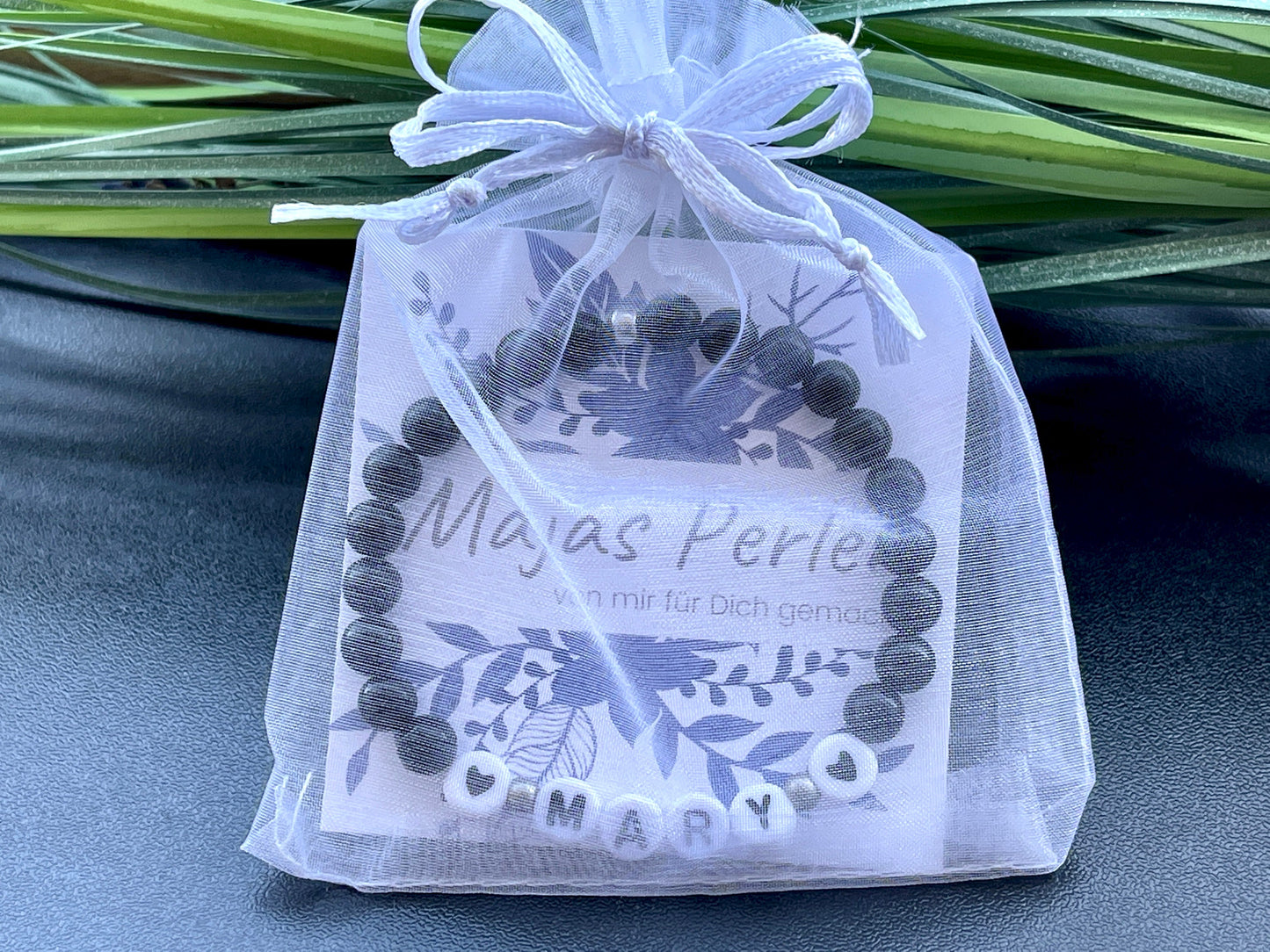 Perlenarmband Turmalin echt mit Name - Geschenk Mama Geburt Liebe Andenken Lieblingsmensch Mädchenarmband - Wunschedelstein personalisierbar