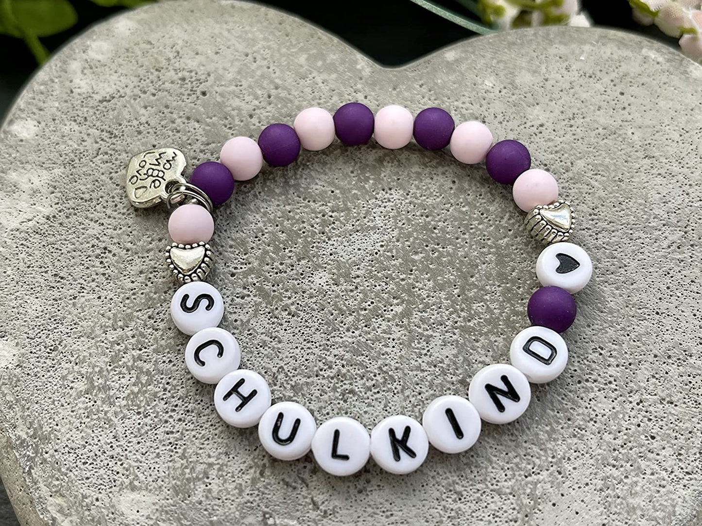 Rechenkette Mädchen Einhorn Lila Beere mit Name wahlweise ABC - Geschenk Einschulung erster Schultag - Rechenhilfe bis 20 Grundschule