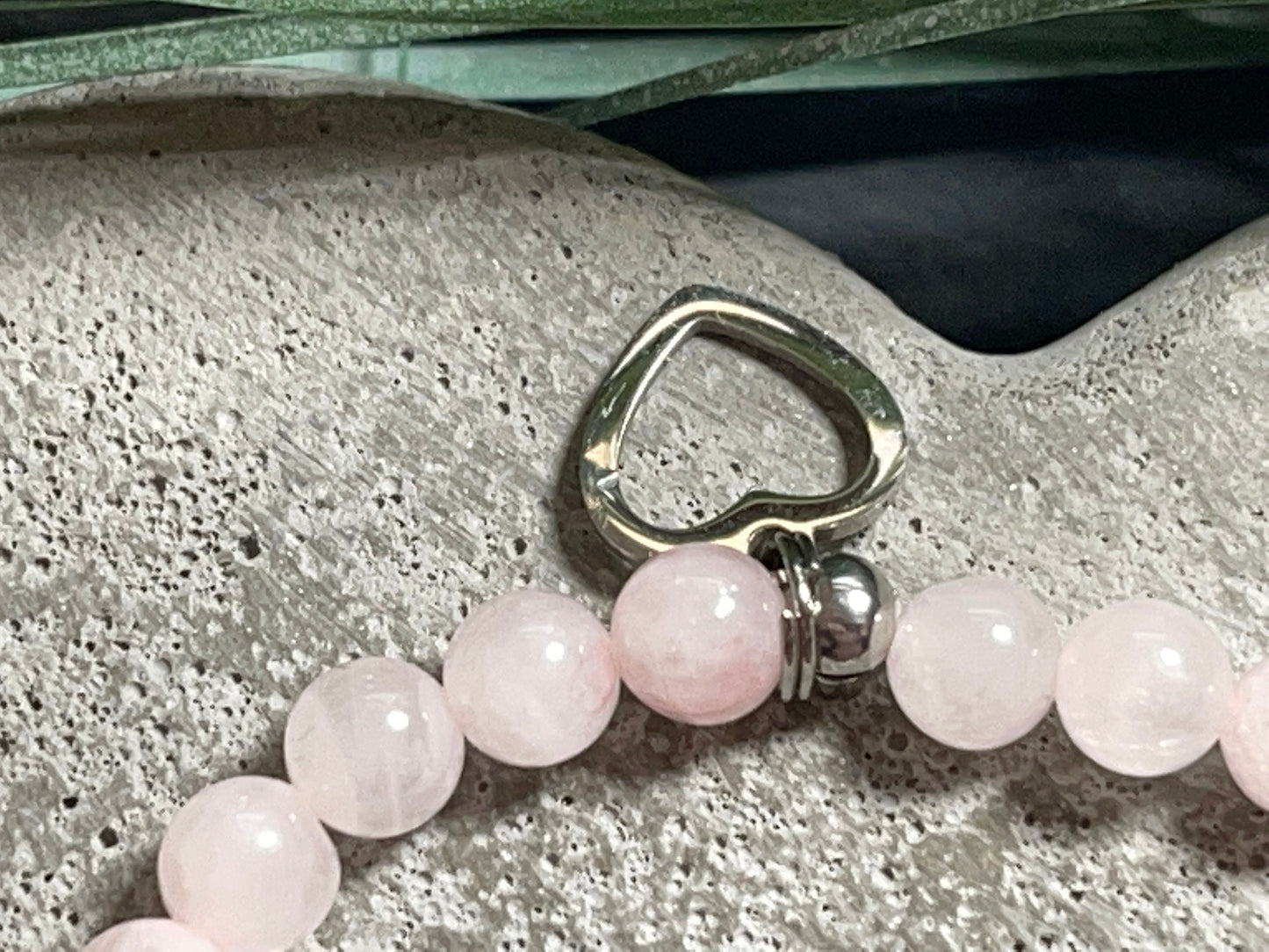 Perlenarmband Rosenquarz Oma - Geschenk Mama Geburt Liebe Andenken Lieblingsmensch Taufe - Wunschedelstein personalisierbar
