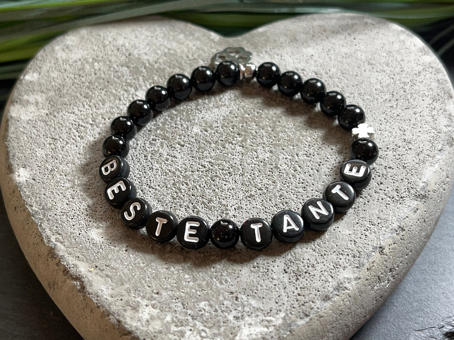 Armband schwarzer Turmalin Beste Tante - Geschenk Patenschaft Taufpatin Taufgeschenk - Willst du meine Patentante sein - personalisierbar