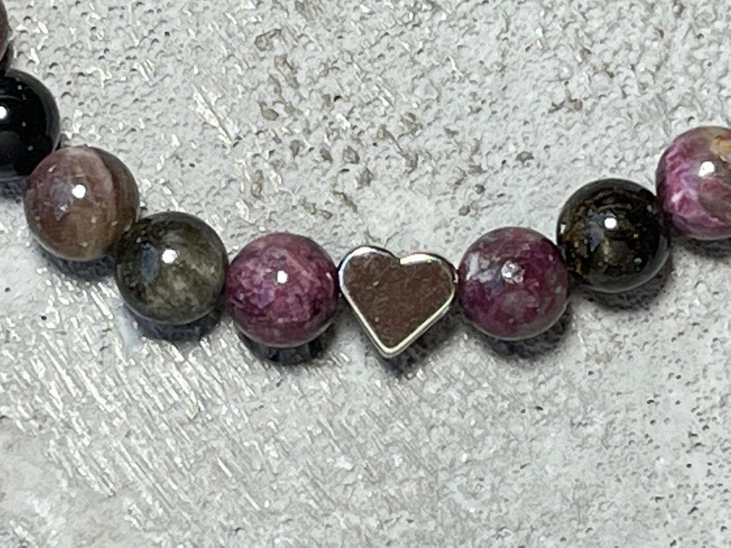 Armband Turmalin Wassermelone echt Herz platiniert - spirituelles Armband - Geschenk Schutzstein Kraft Stärke Glück Liebe - anpassbar