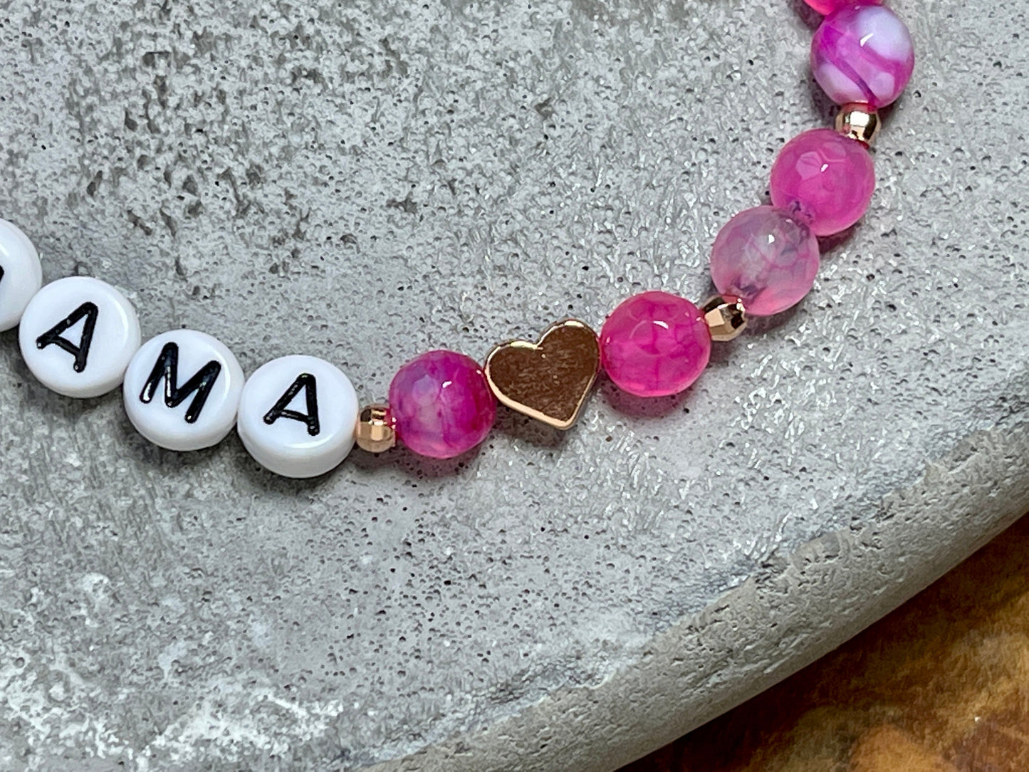 Armband Mama pinker Achat facettiert - Perlen Roségold plated - Geschenk Geburt Mama Liebe Lieblingsmensch personalisierbar Wunschedelstein